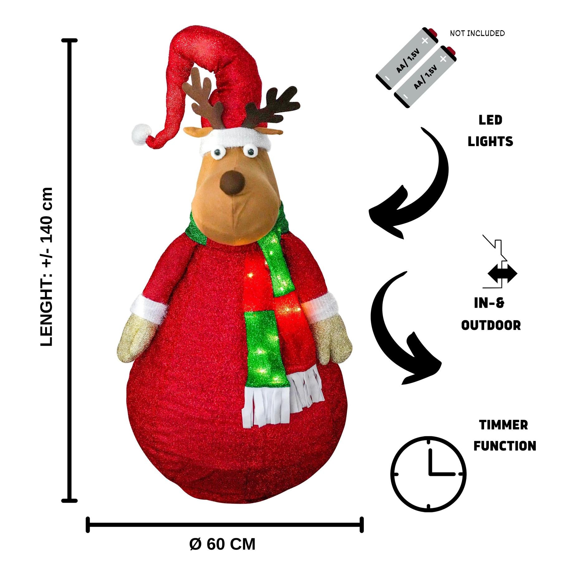 Collapsible Raindeer Christmas Decoration with LED lights by Tha Magic Toy Shop - The Magic Toy Shop