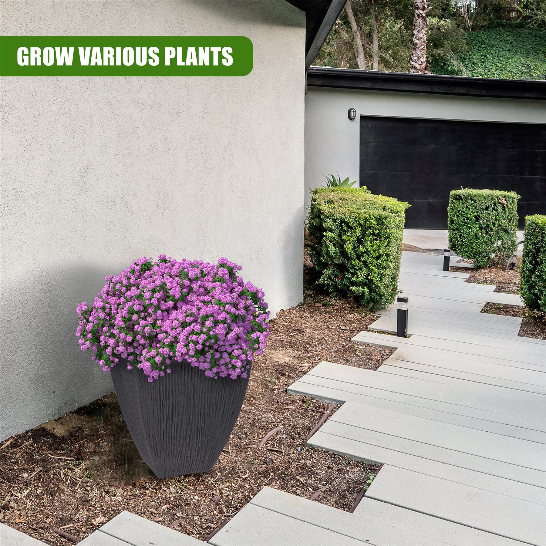 Large Anthracite Square Flower Pot by GEEZY - The Magic Toy Shop