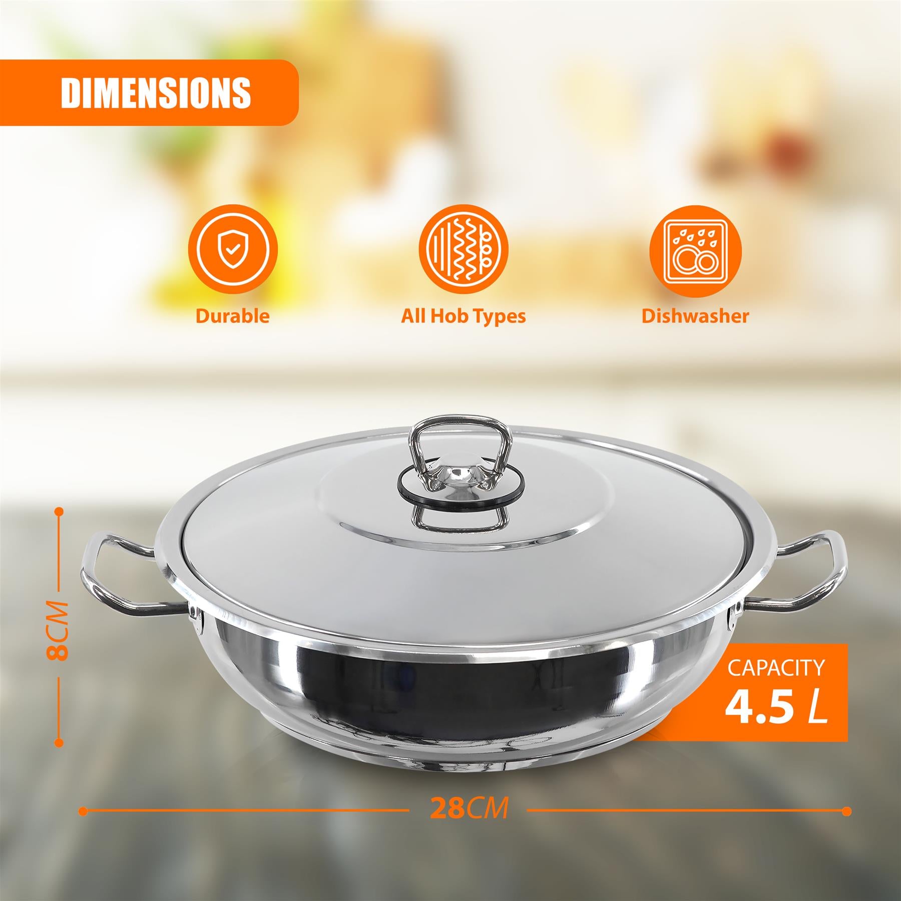 Gastro Shallow Pot With Lid 28 x 8 cm by GEEZY - The Magic Toy Shop