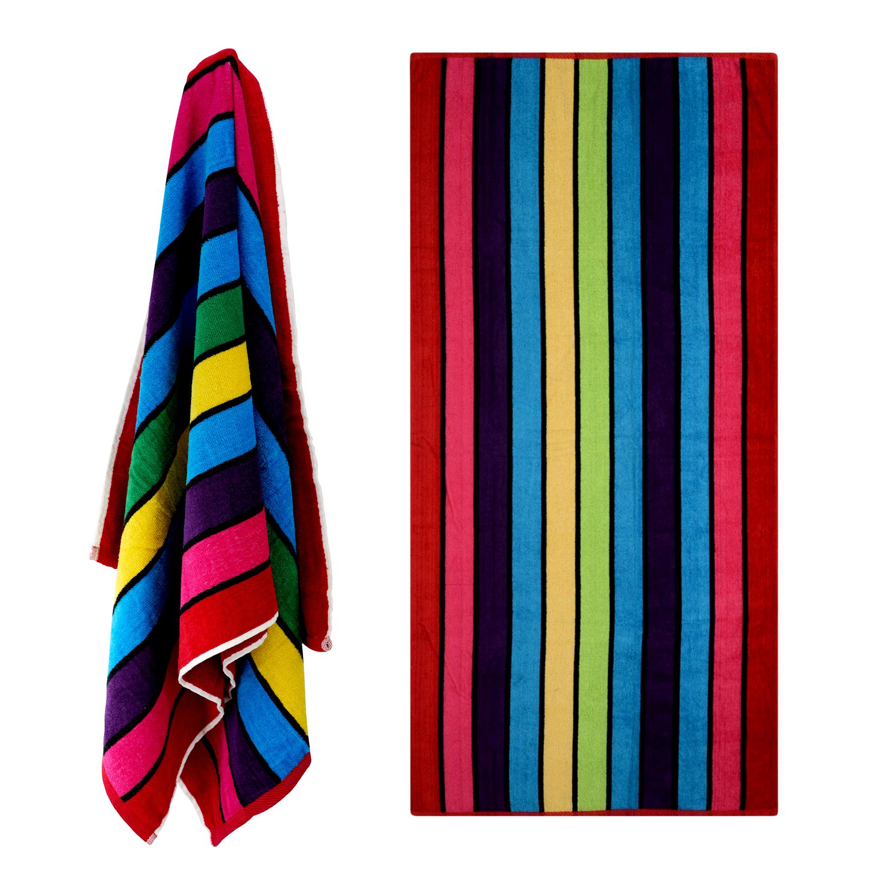 Large Velour Striped Beach Towel (Crimson Skyline) by Geezy - The Magic Toy Shop