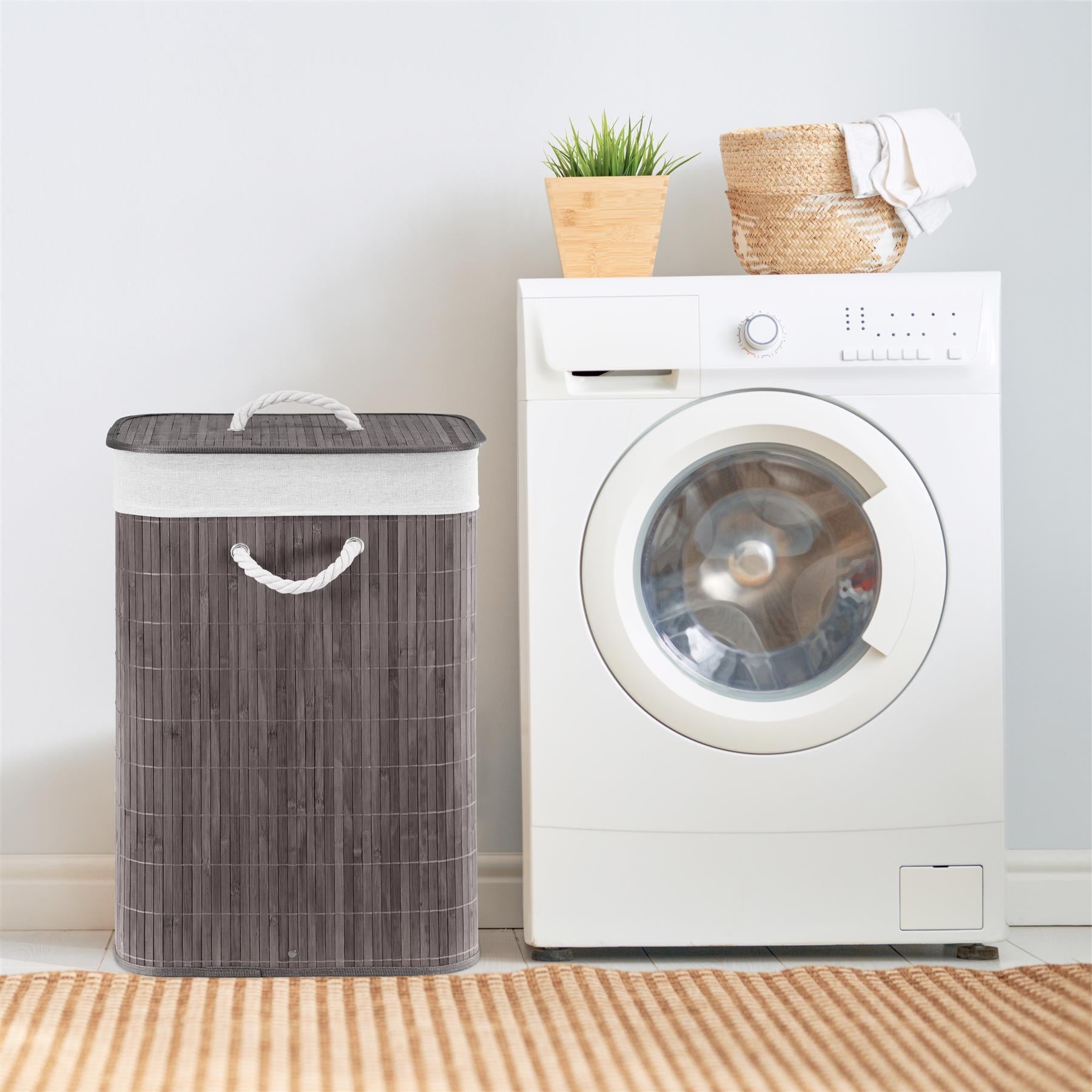 Rectangular Bamboo Basket Grey by GEEZY - The Magic Toy Shop