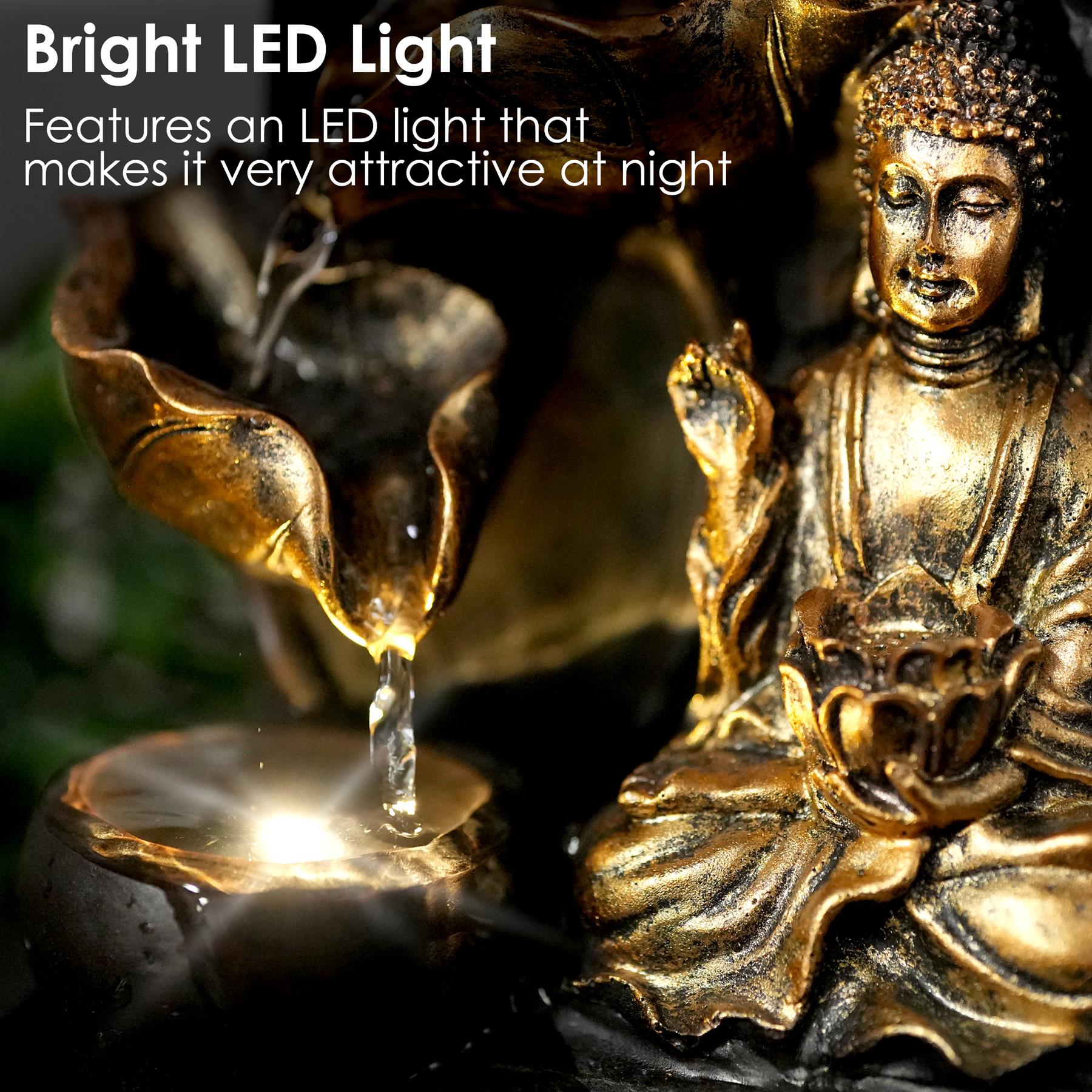 Buddha Water Feature Indoor With LED by GEEZY - The Magic Toy Shop