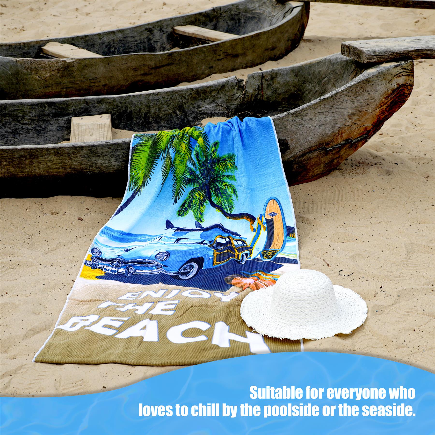 Enjoy The Beach Design Large Towel by Geezy - The Magic Toy Shop