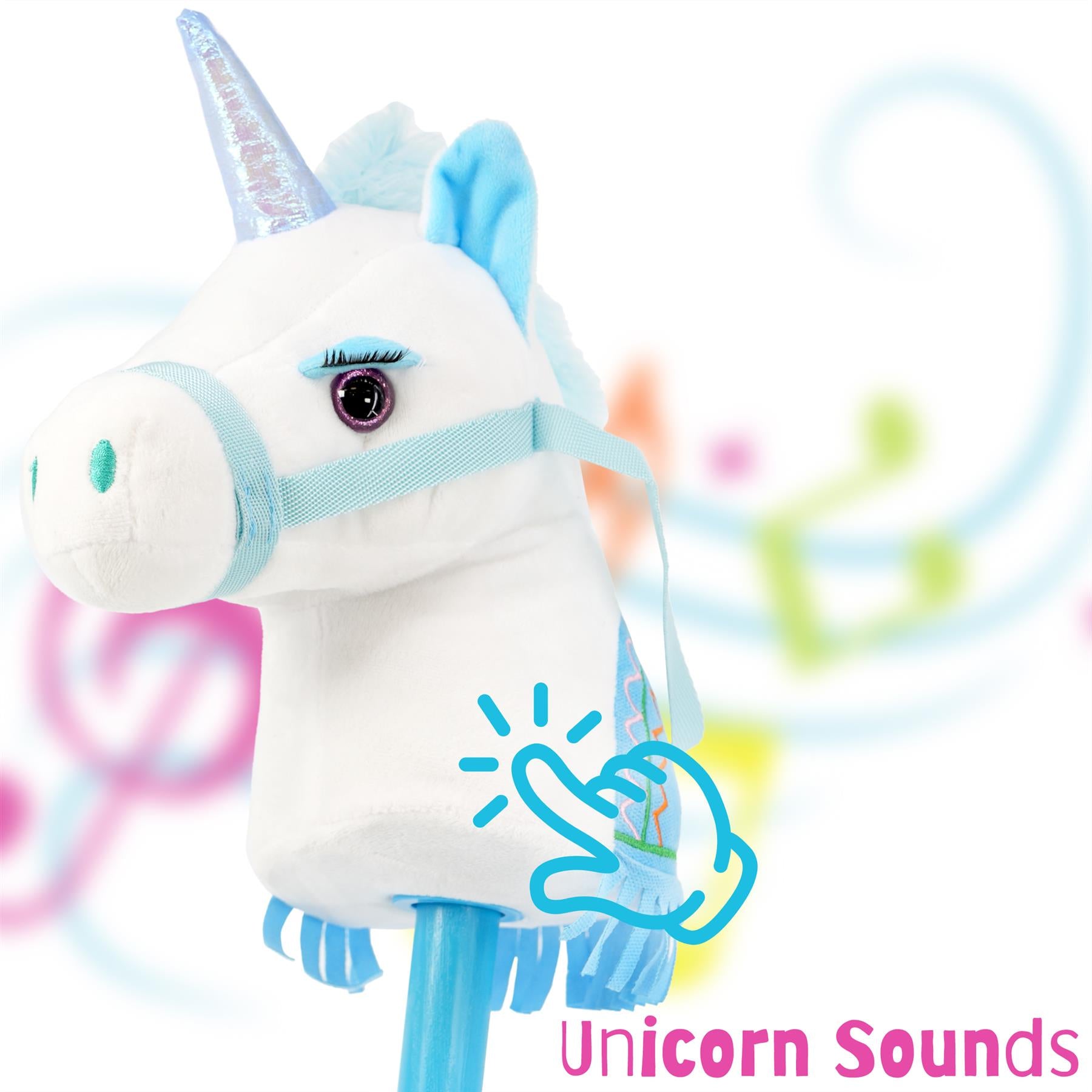 Kids Blue Unicorn Hobby Horse Toy with Sounds by The Magic Toy Shop - The Magic Toy Shop