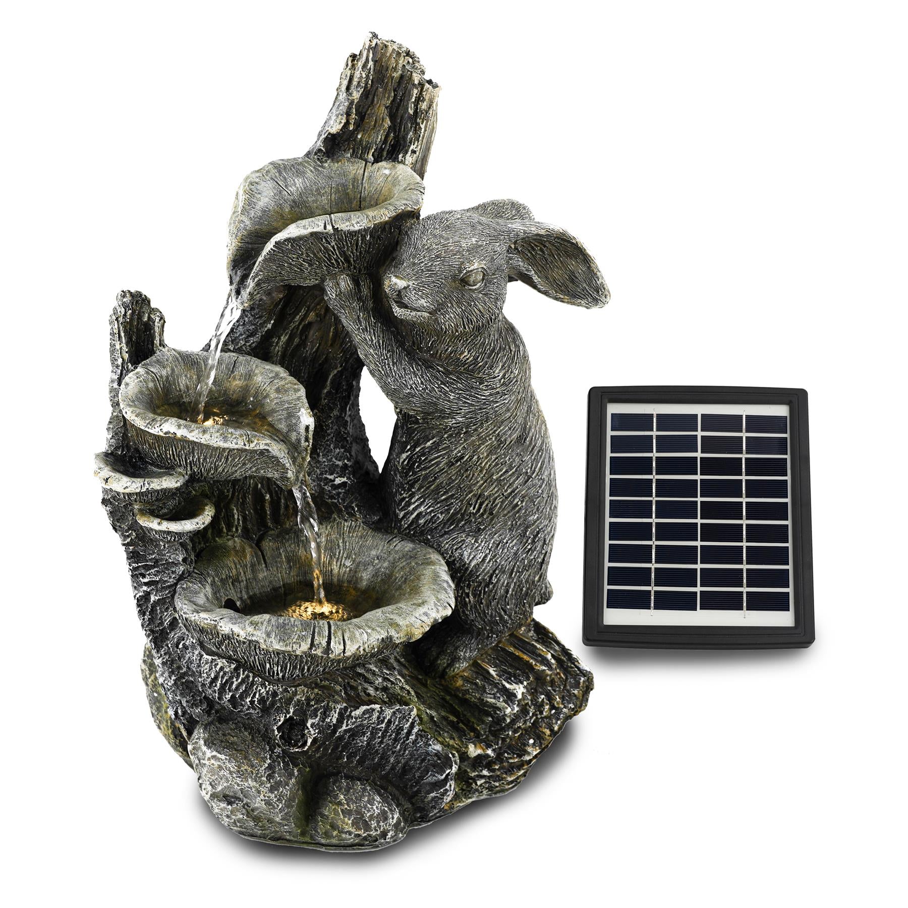 GEEZY Solar Rabbit Fountain Outdoor Garden Water Feature Garden Decoration