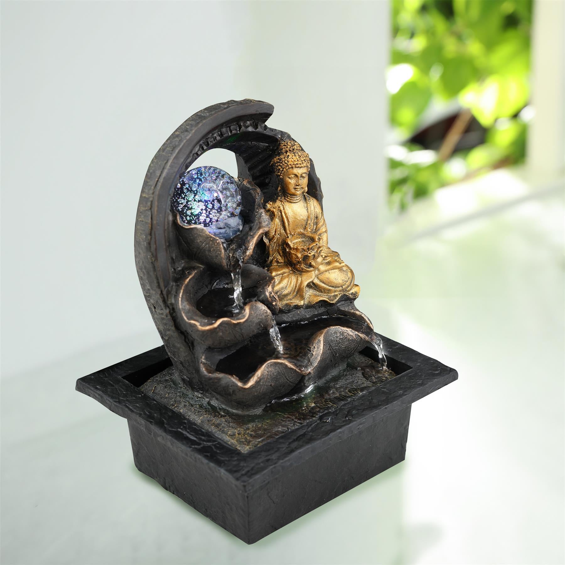 Buddha Crystal Ball Water Feature Indoor With LED by GEEZY - The Magic Toy Shop