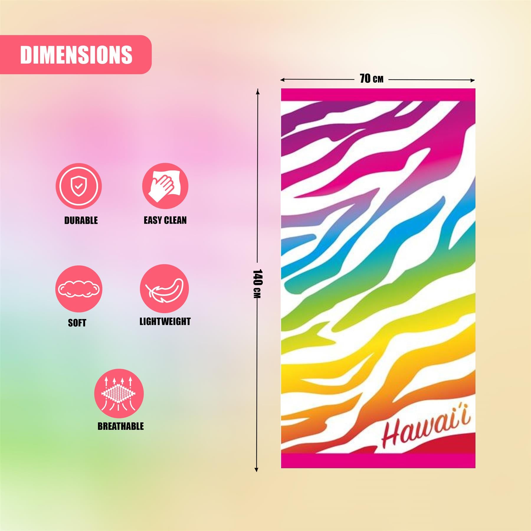 Beach Bath Towel Hawaii Design Microfibre Towel by GEEZY - The Magic Toy Shop