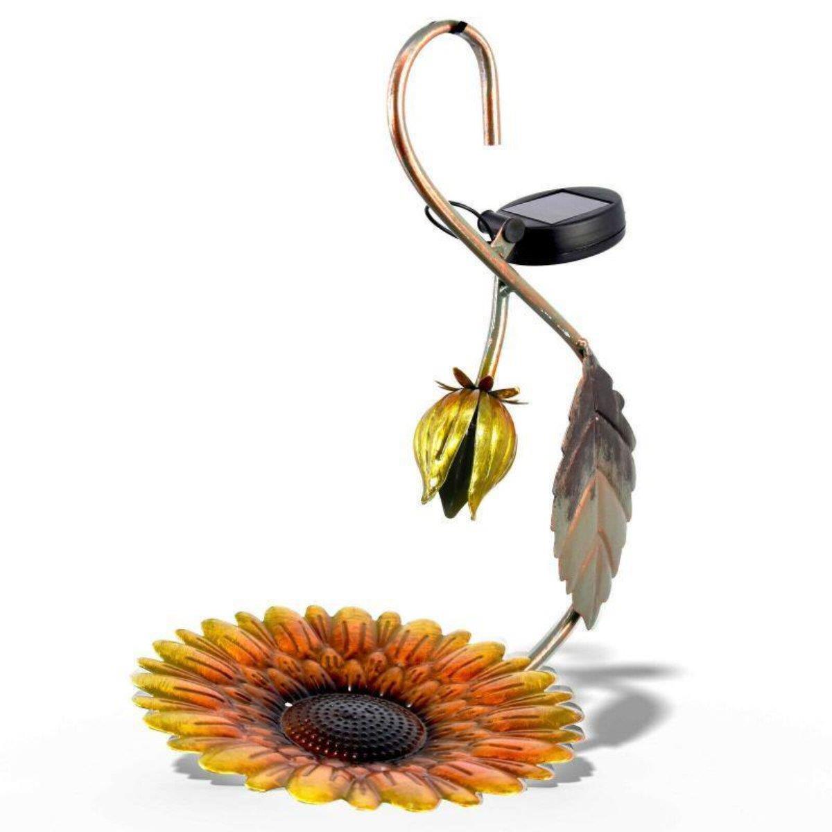 Solar LED Light Yellow Hanging Metal Bird Feeder by Geezy - The Magic Toy Shop