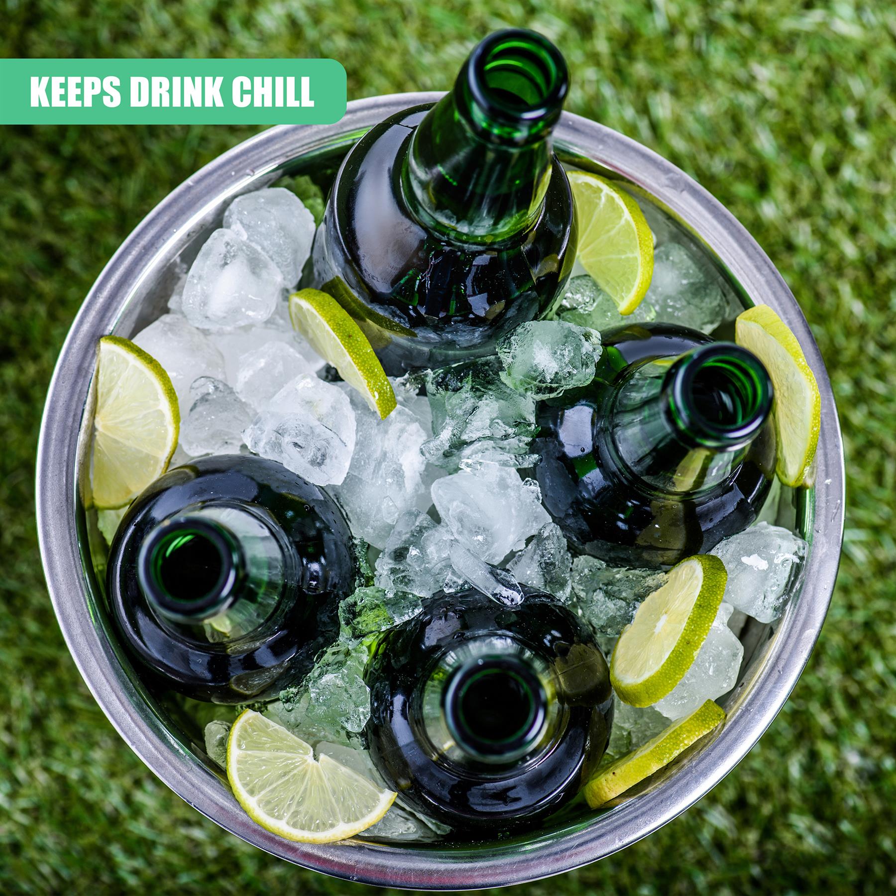 Stainless Steel Ice Bucket Hammered Champagne Drink Wine Cooler With Handles by Geezy - The Magic Toy Shop