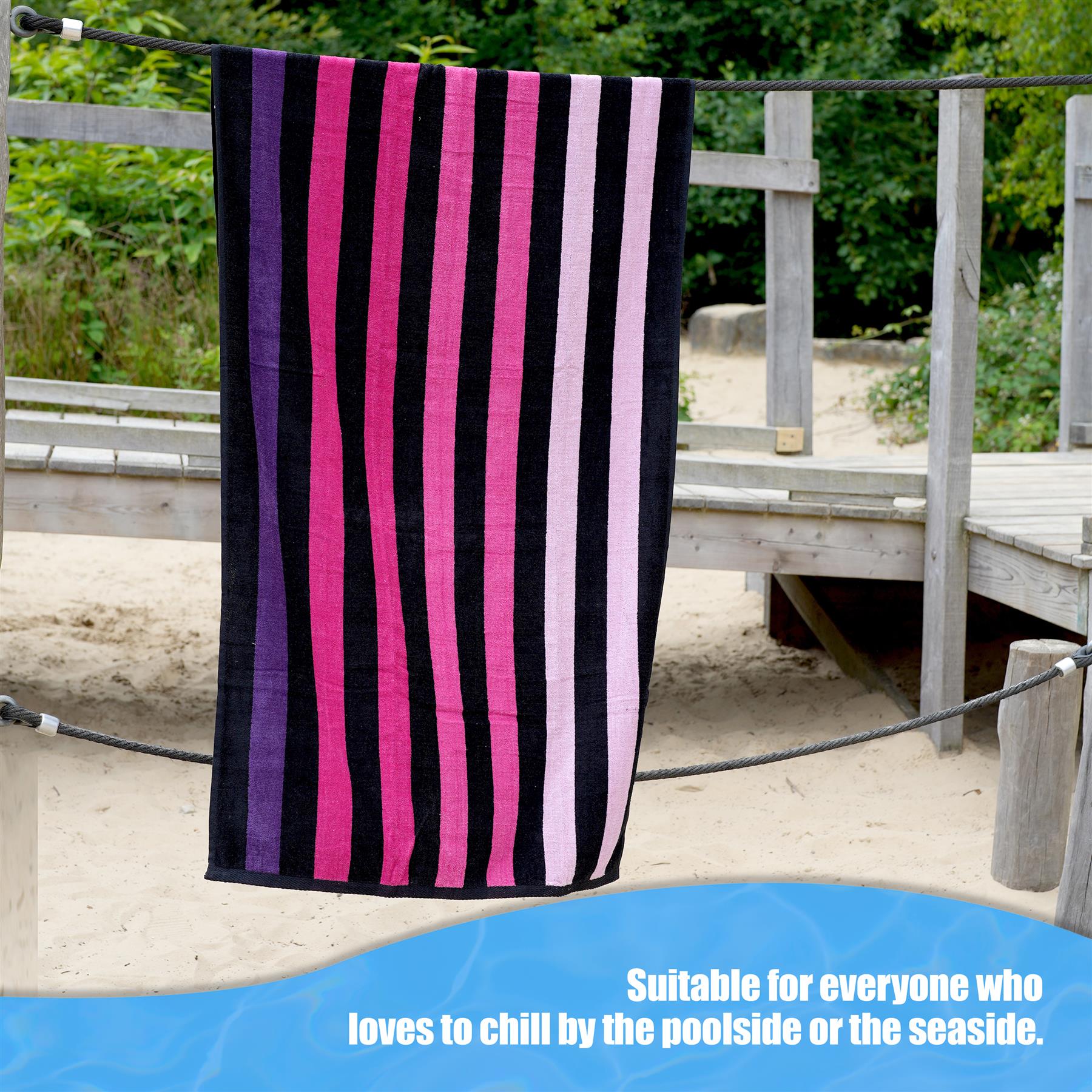 Large Velour Striped Beach Towel (Sunset) by GEEZY - The Magic Toy Shop