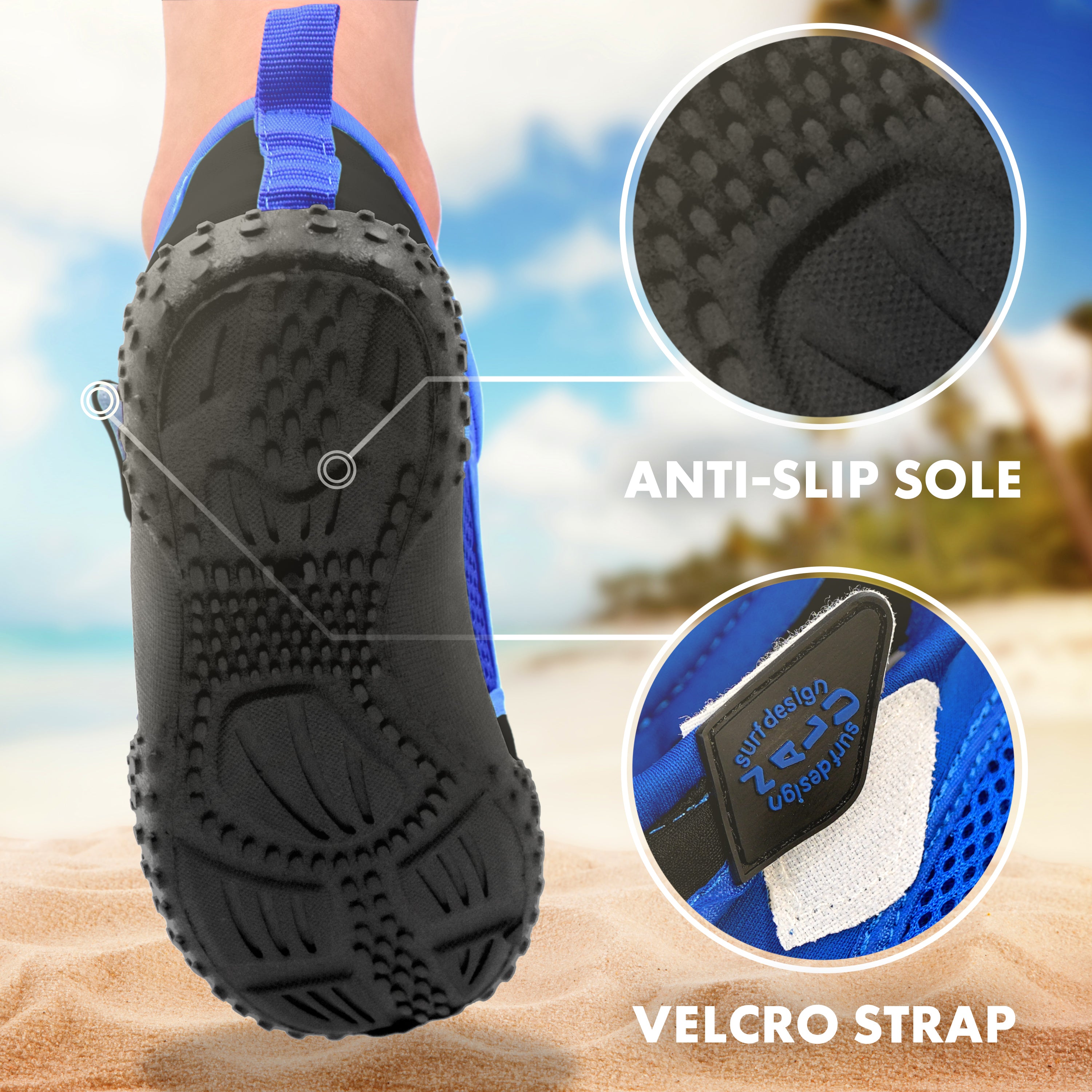 Blue & Black Neoprene Aqua Shoes by GEEZY - The Magic Toy Shop