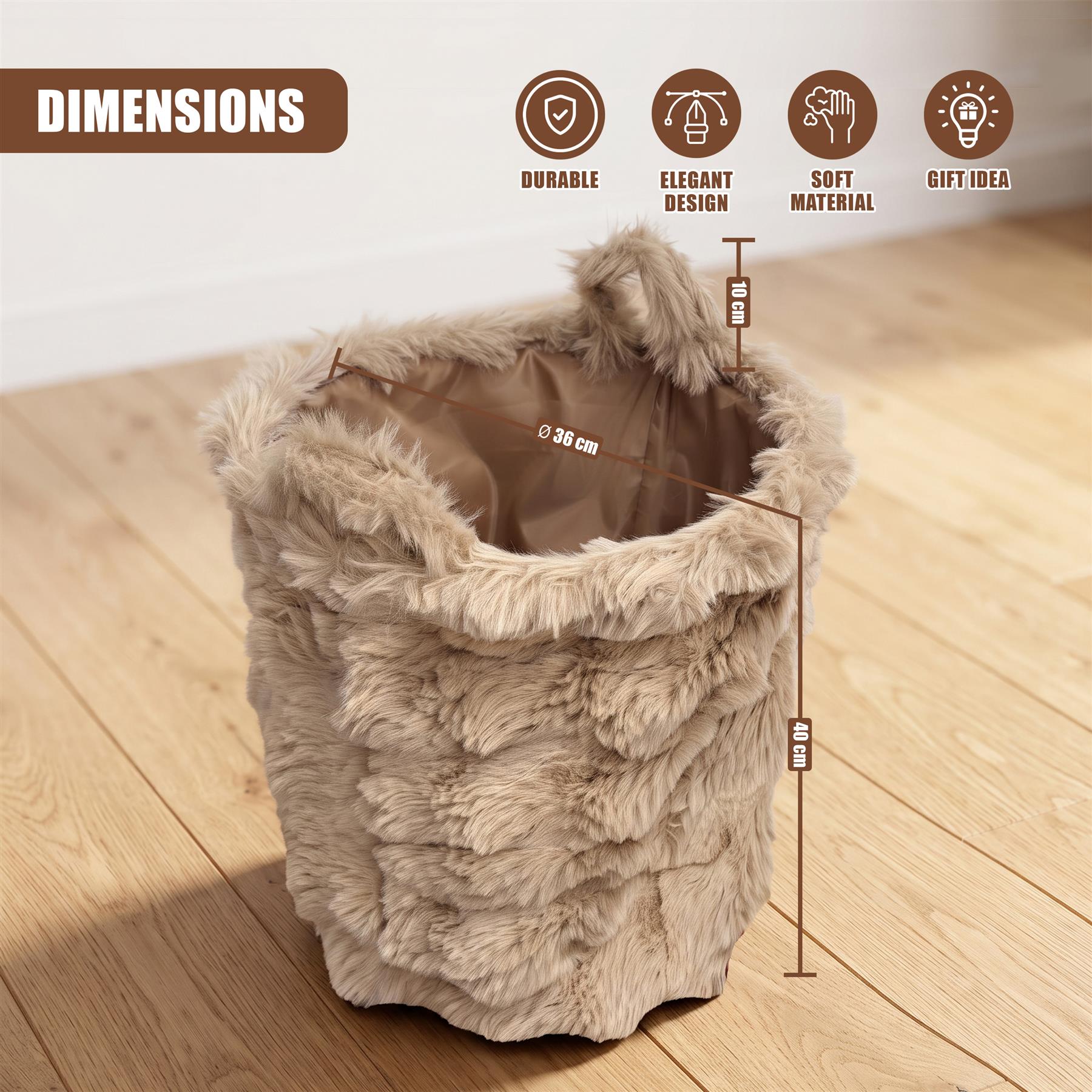 Faux Fur Round Storage Basket