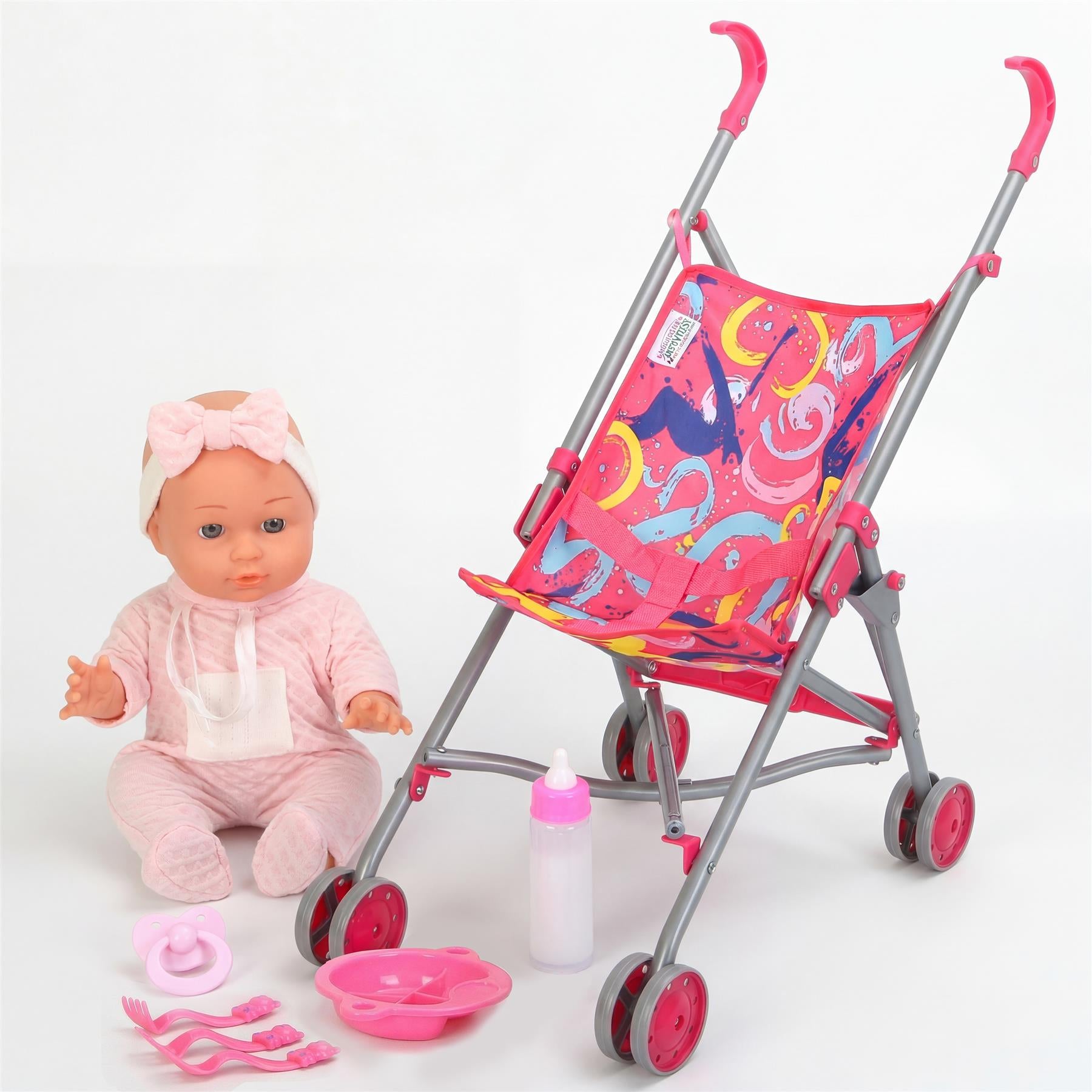 Baby Doll with Stroller & Feeding Set