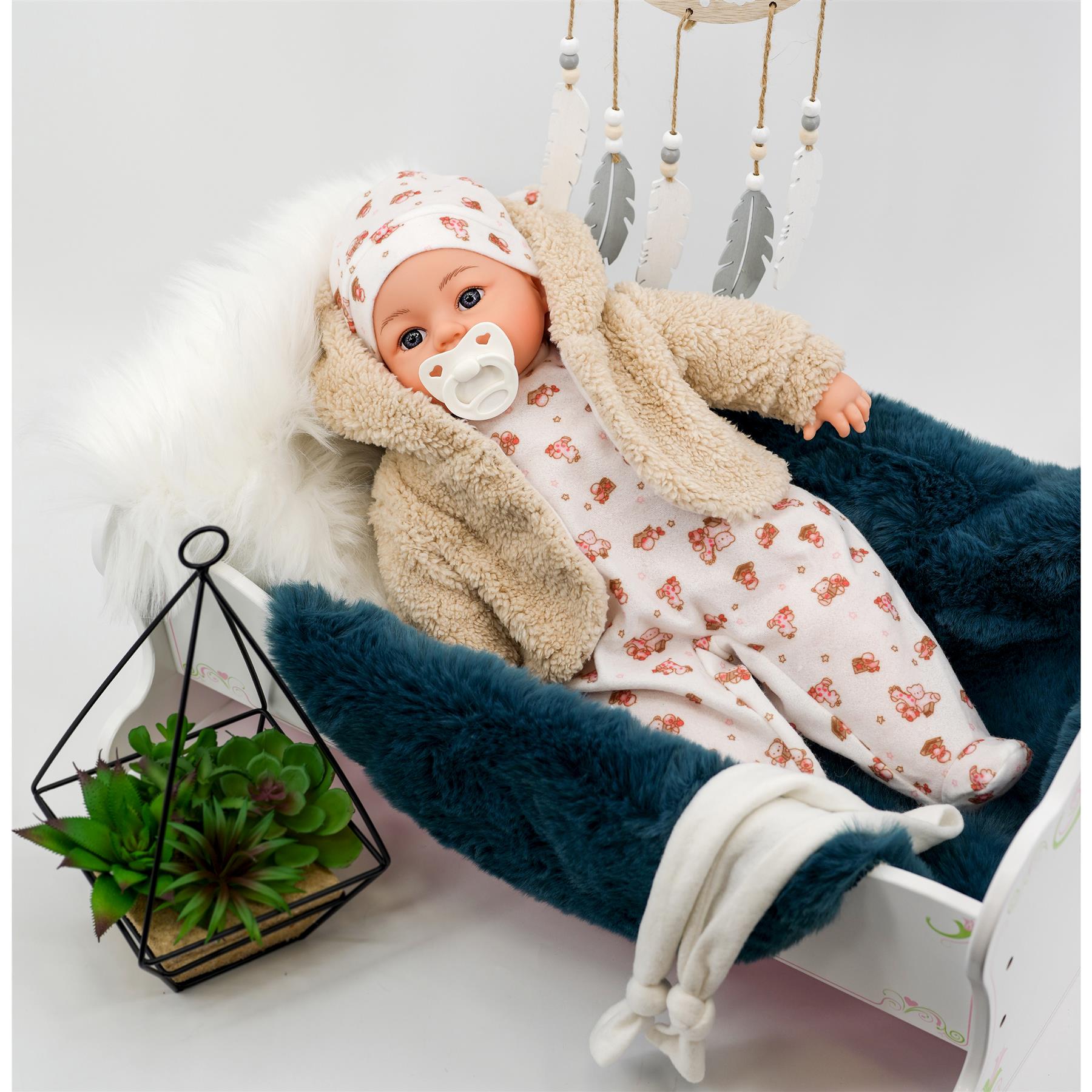 18" Girl Doll In Beige Coat by BiBi Doll - The Magic Toy Shop