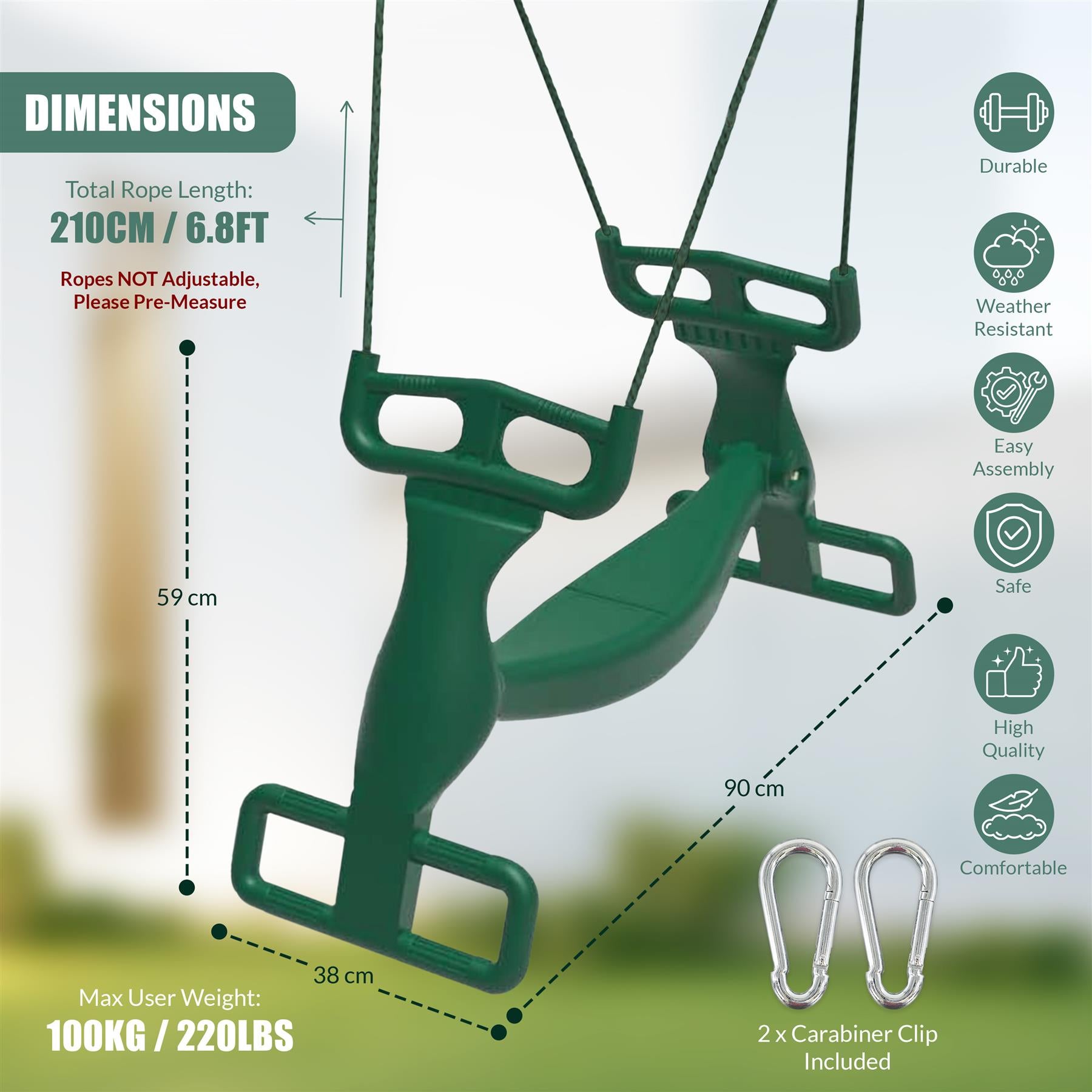 Tandem Swing with Two Seats by The Magic Toy Shop - The Magic Toy Shop