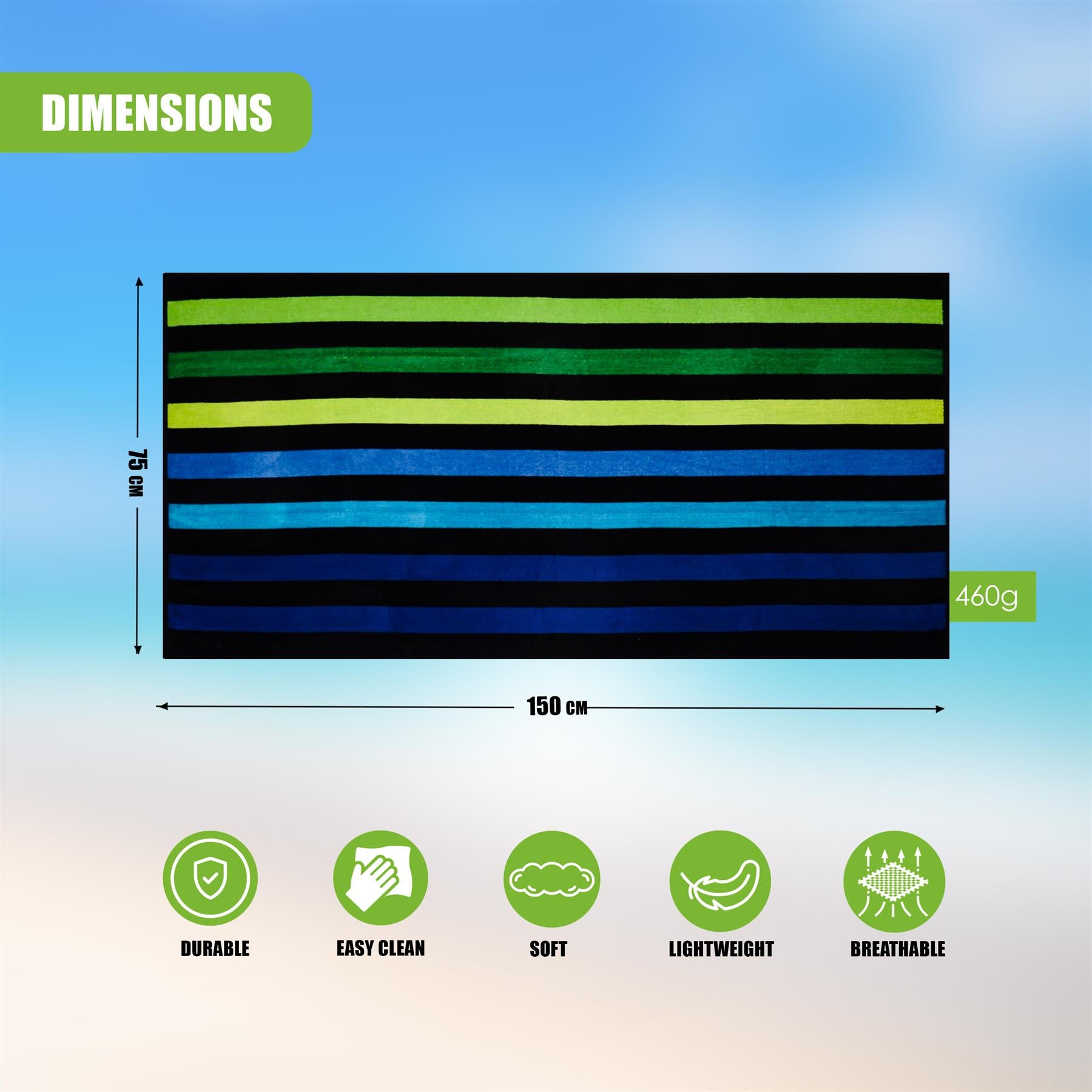 Velour Striped Beach Towel Blue Oasis by Geezy - The Magic Toy Shop