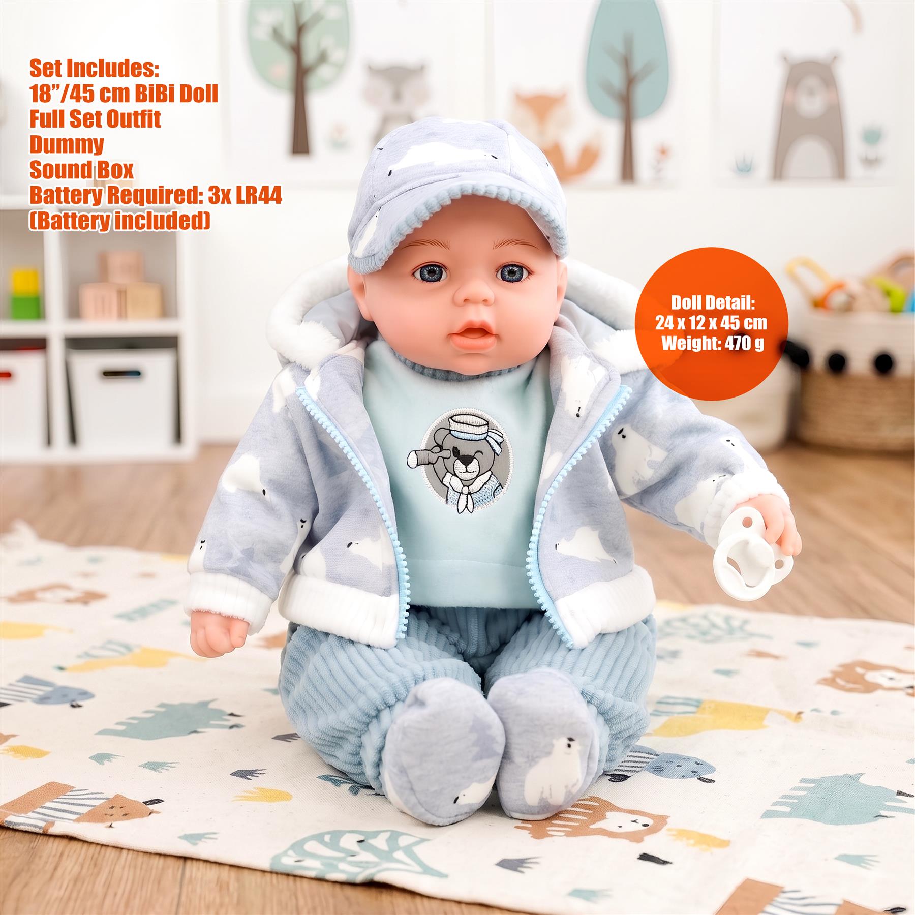 BiBi Baby Doll "#2 White Claw" (45 cm / 18")