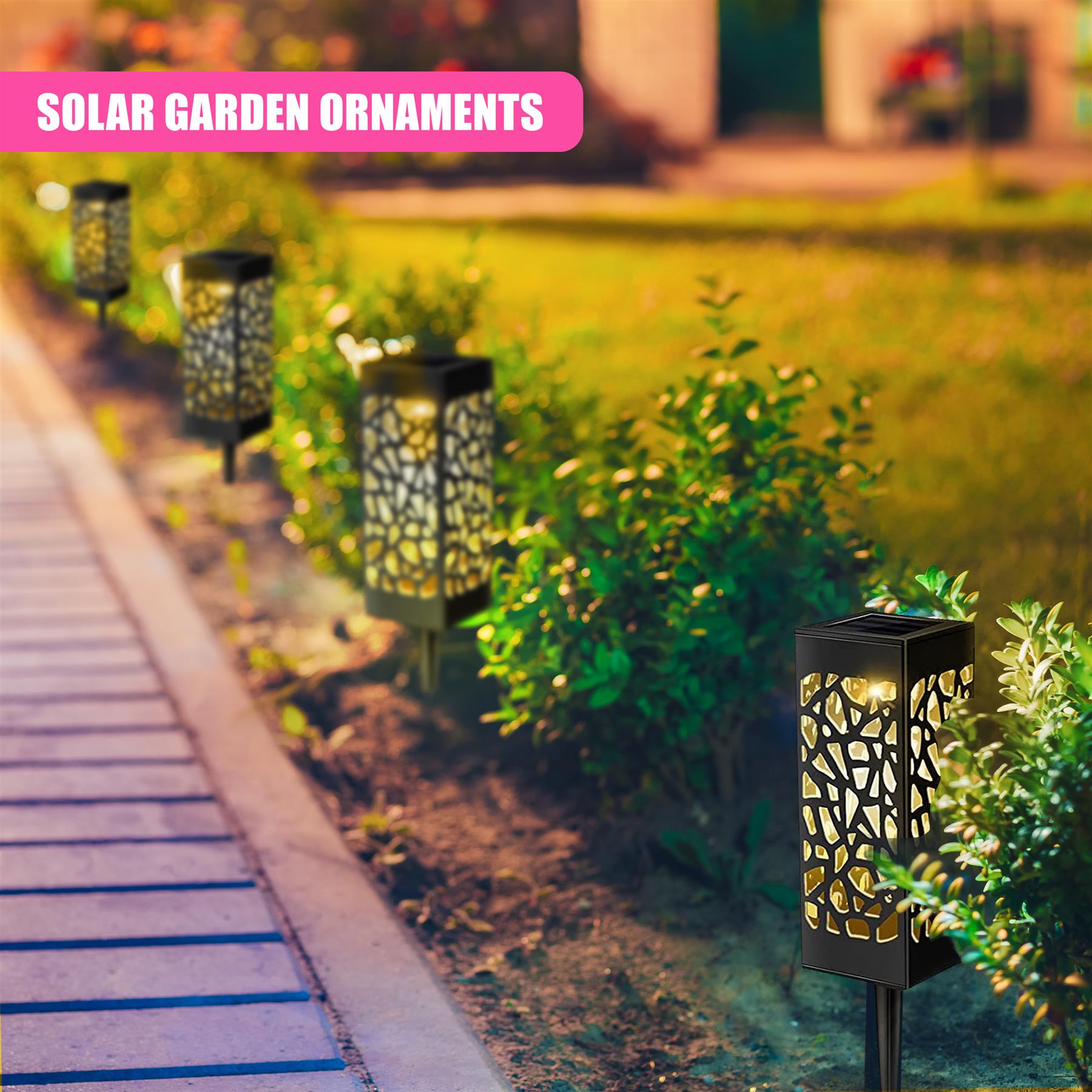 Solar Garden Pathway Stake Lights, Set of 3 – Warm White LED by GEEZY - The Magic Toy Shop