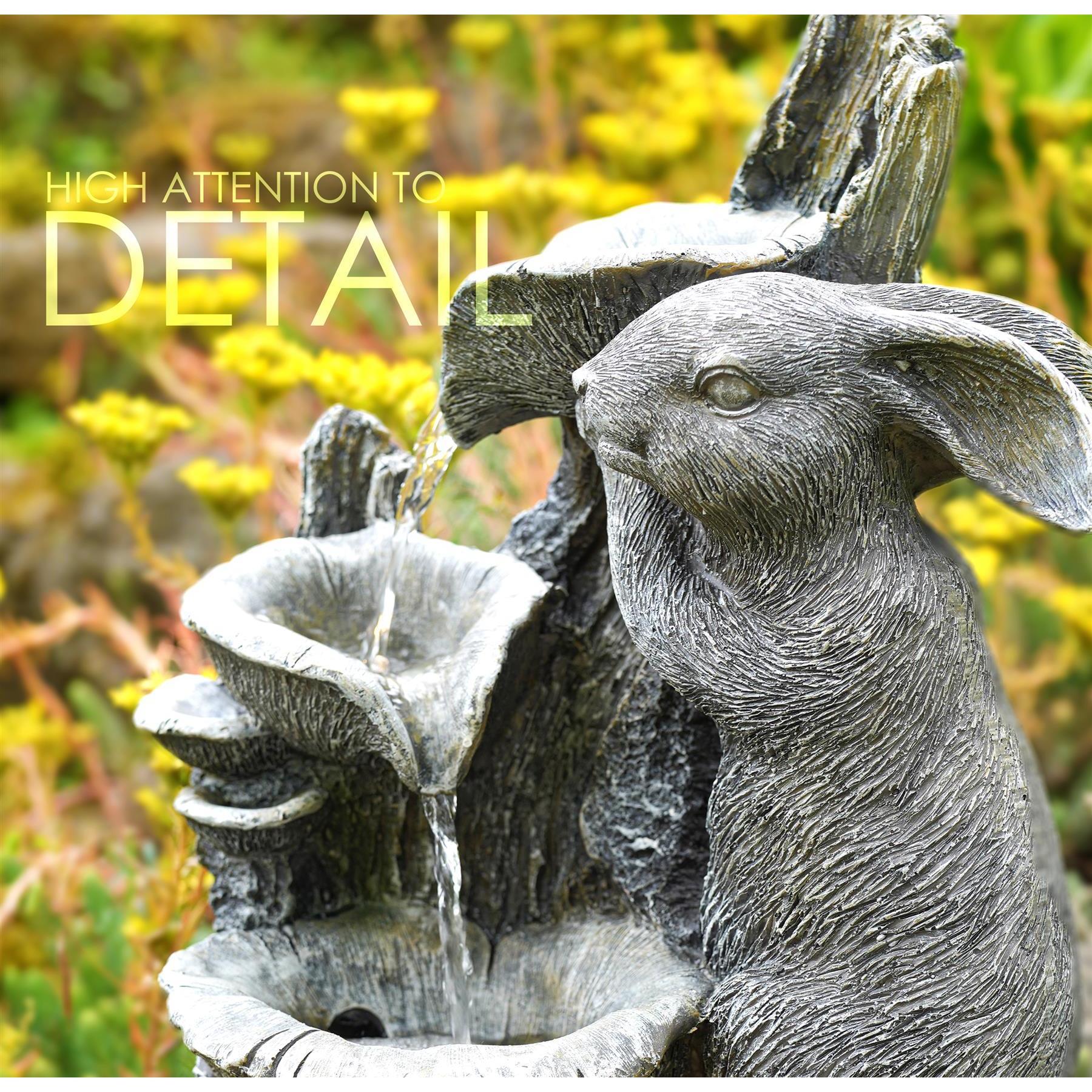 Rabbit Solar Water Feature Outdoor With LED by GEEZY - The Magic Toy Shop