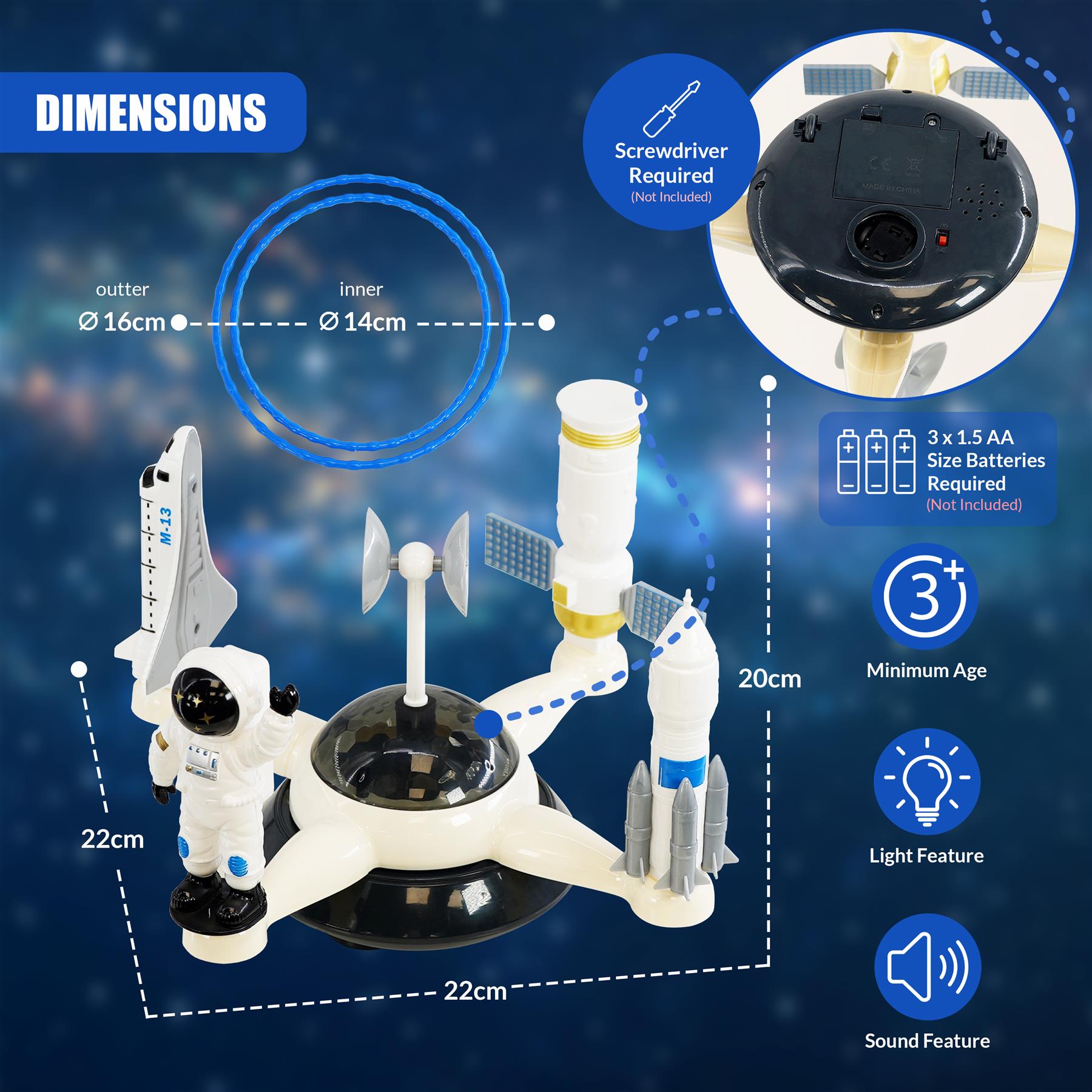 Rotating Light Up Space Toy by The Magic Toy Shop - The Magic Toy Shop