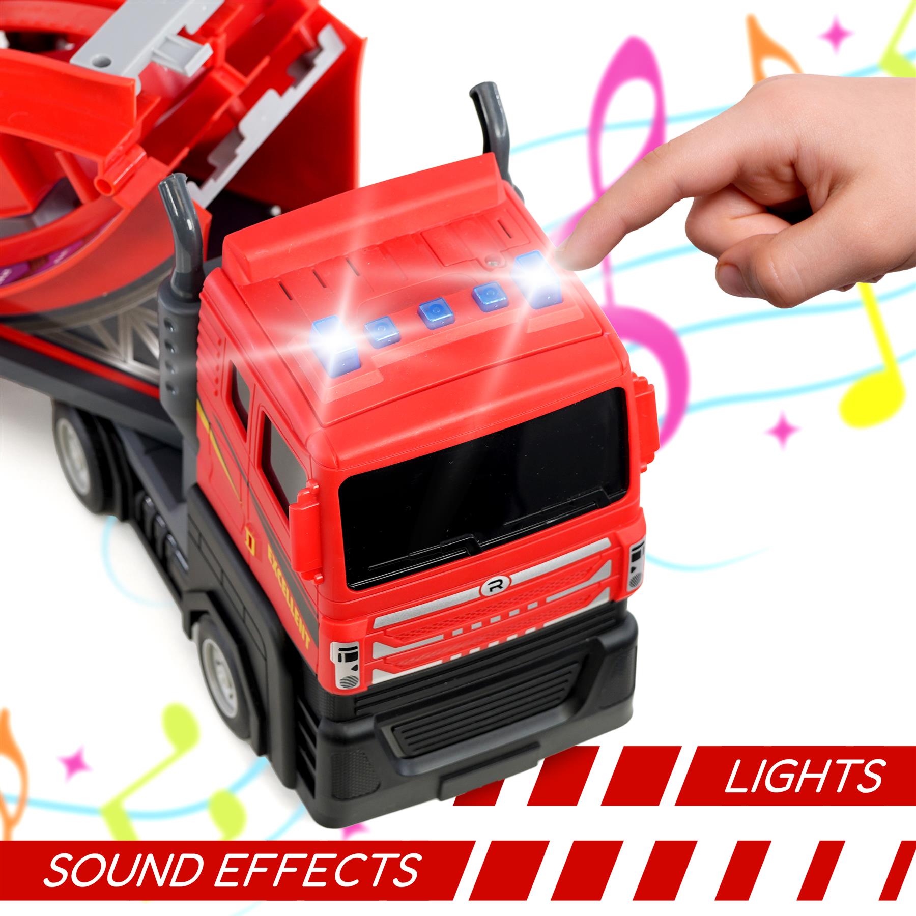 Transport Catapult Truck With Folding Race Track & 4 Cars by The Magic Toy Shop - The Magic Toy Shop