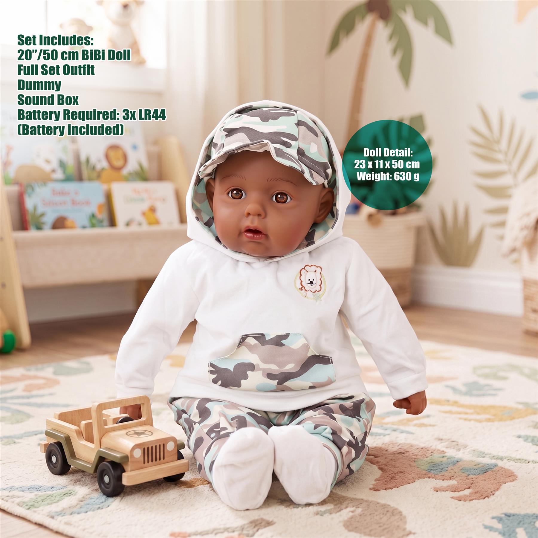 BiBi Black Baby Doll "Grean Pea" (Camo) (50 cm / 20")