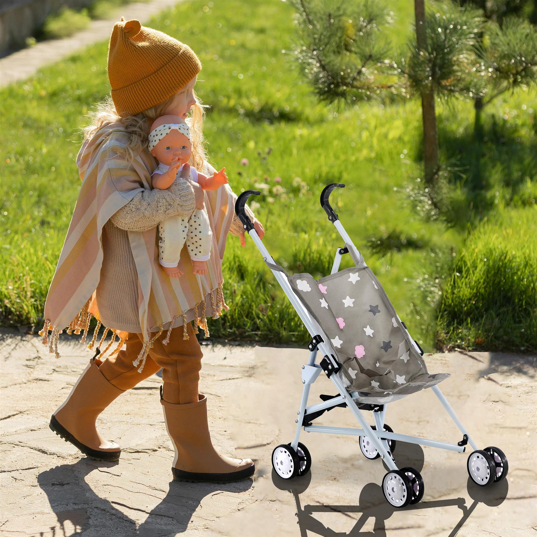 Stars Baby Doll Foldable Stroller by BiBi Doll - The Magic Toy Shop