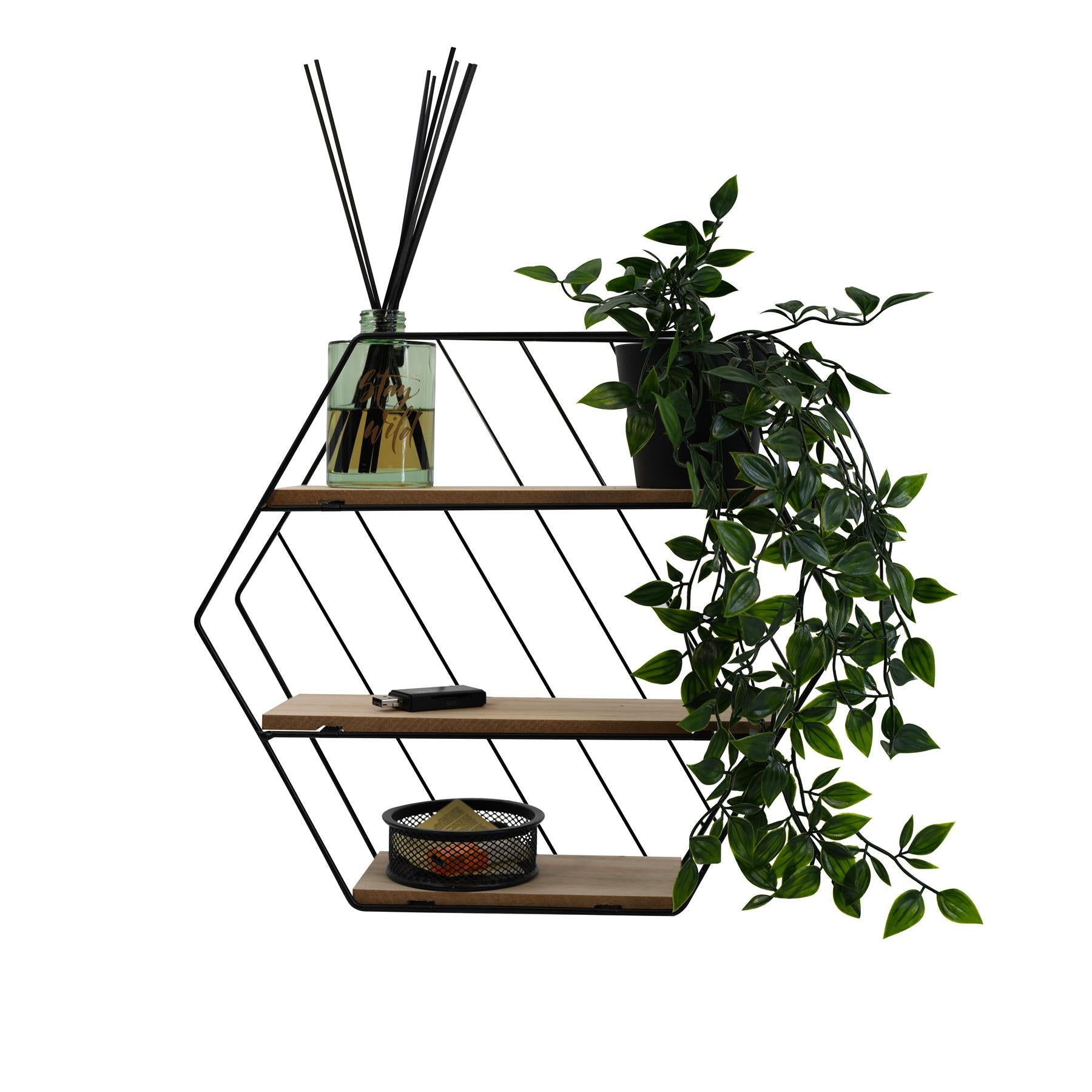 Modern Shelf of Metal Wire and Wood Perfect for Storaging Small Items by Geezy - The Magic Toy Shop