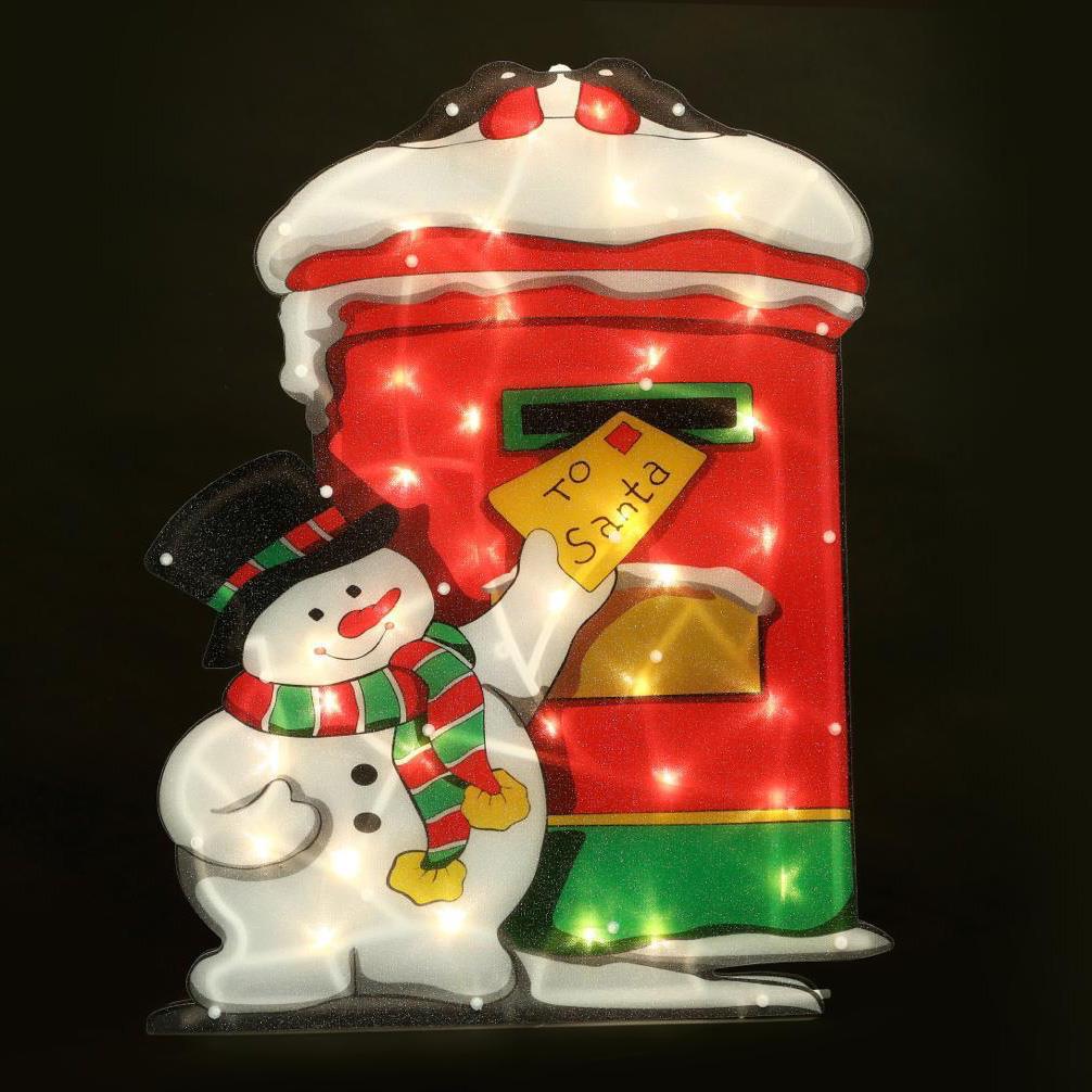 Christmas Silhouette Lights Postbox Snowman by GEEZY - The Magic Toy Shop