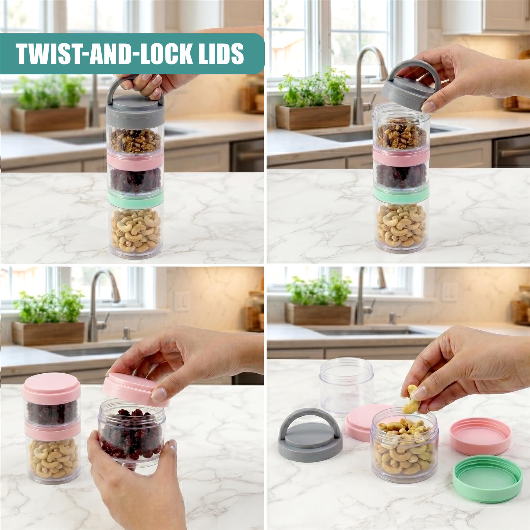 3 Piece Stackable Snack Pots