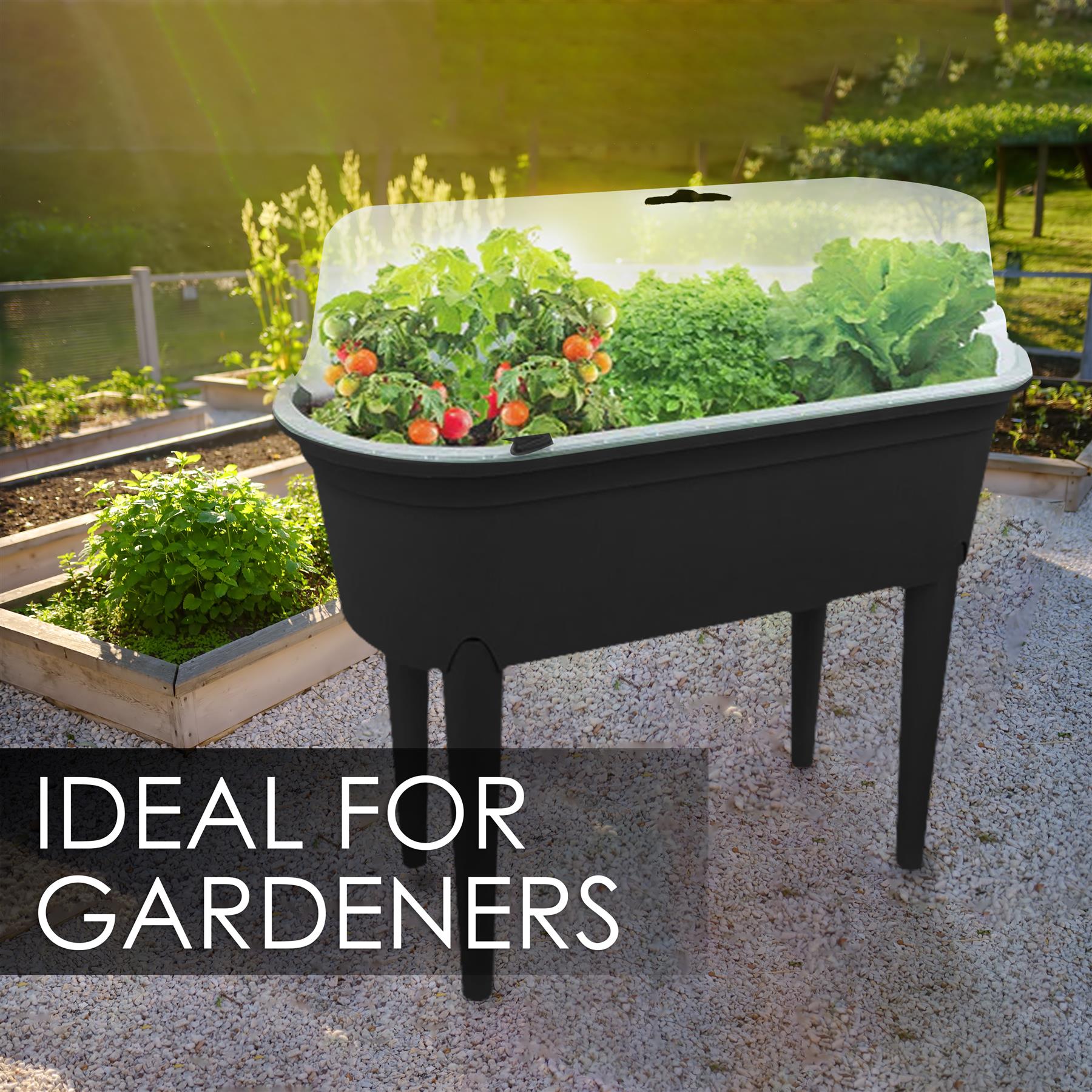 Black Raised Garden Bed Planter With Lid and Legs by Geezy - The Magic Toy Shop