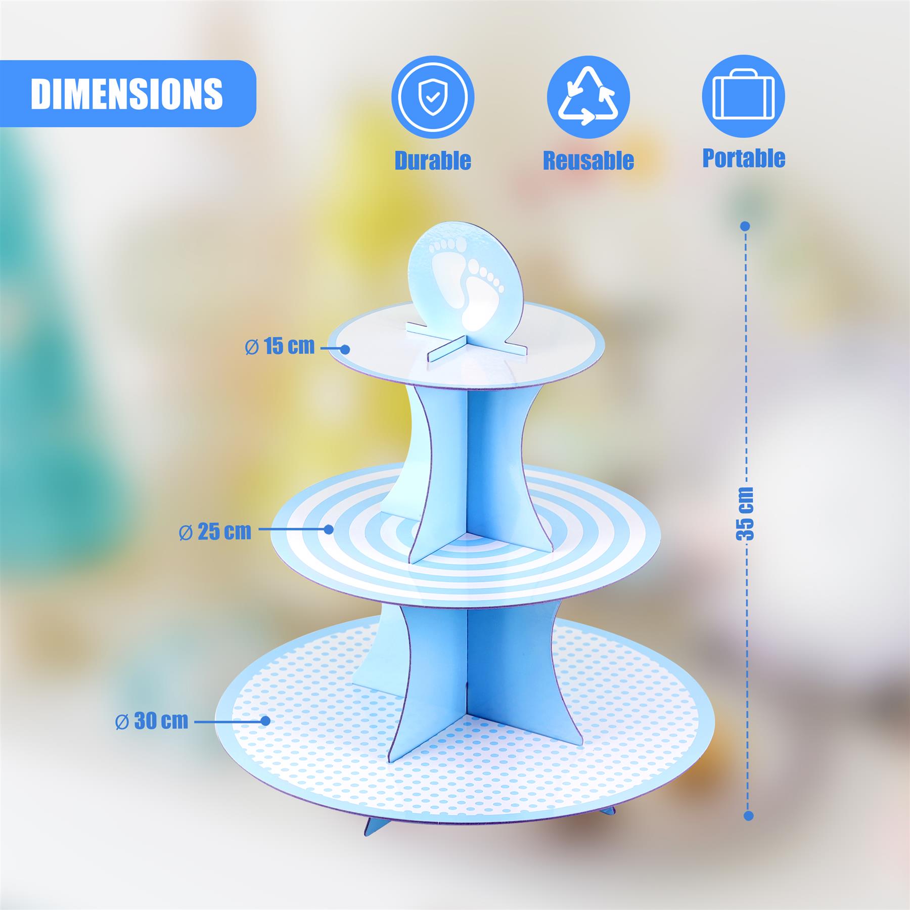 3 Tier Cardboard Cupcake Stand by GEEZY - The Magic Toy Shop