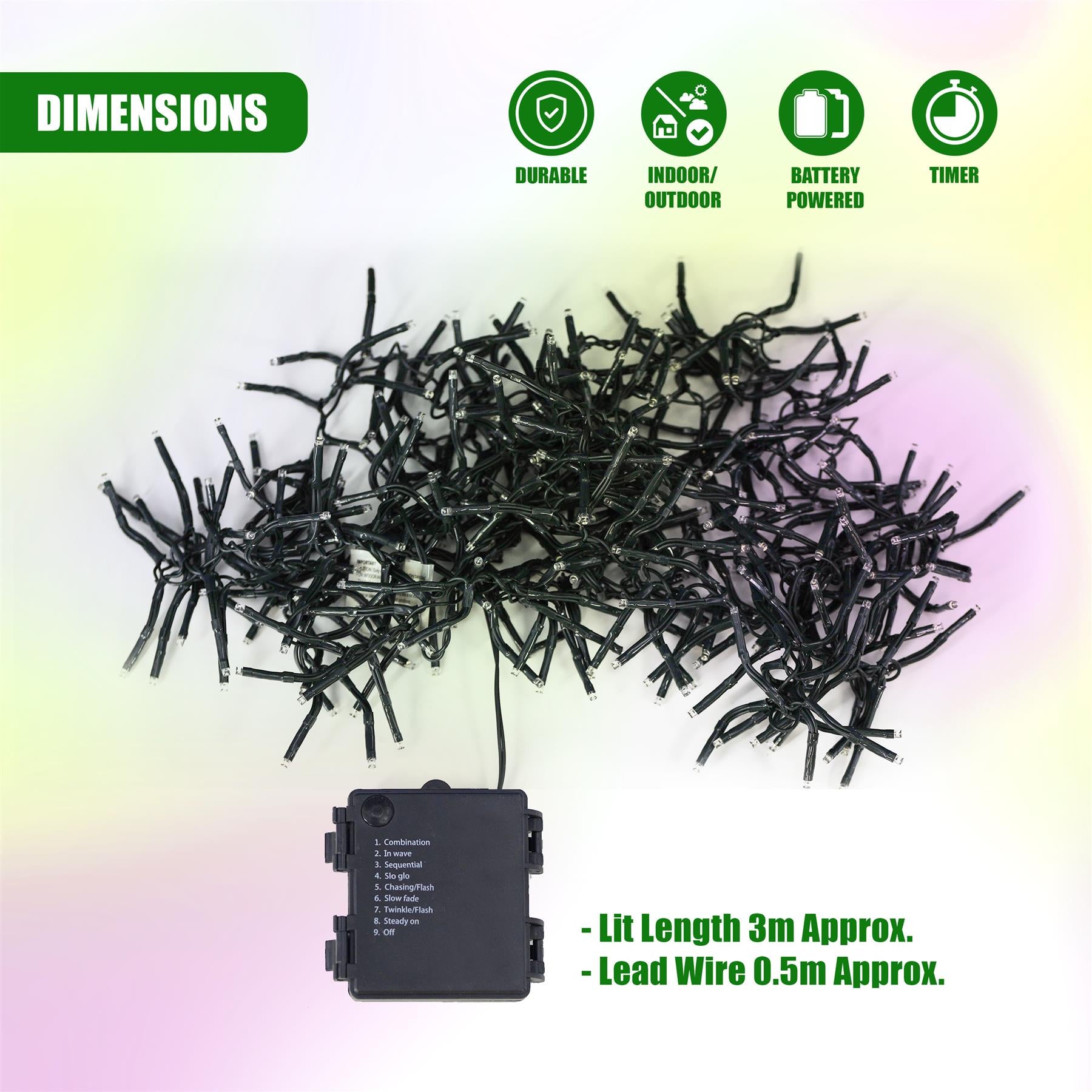 300 LED Cluster Christmas Lights - Multicolour by GEEZY - The Magic Toy Shop