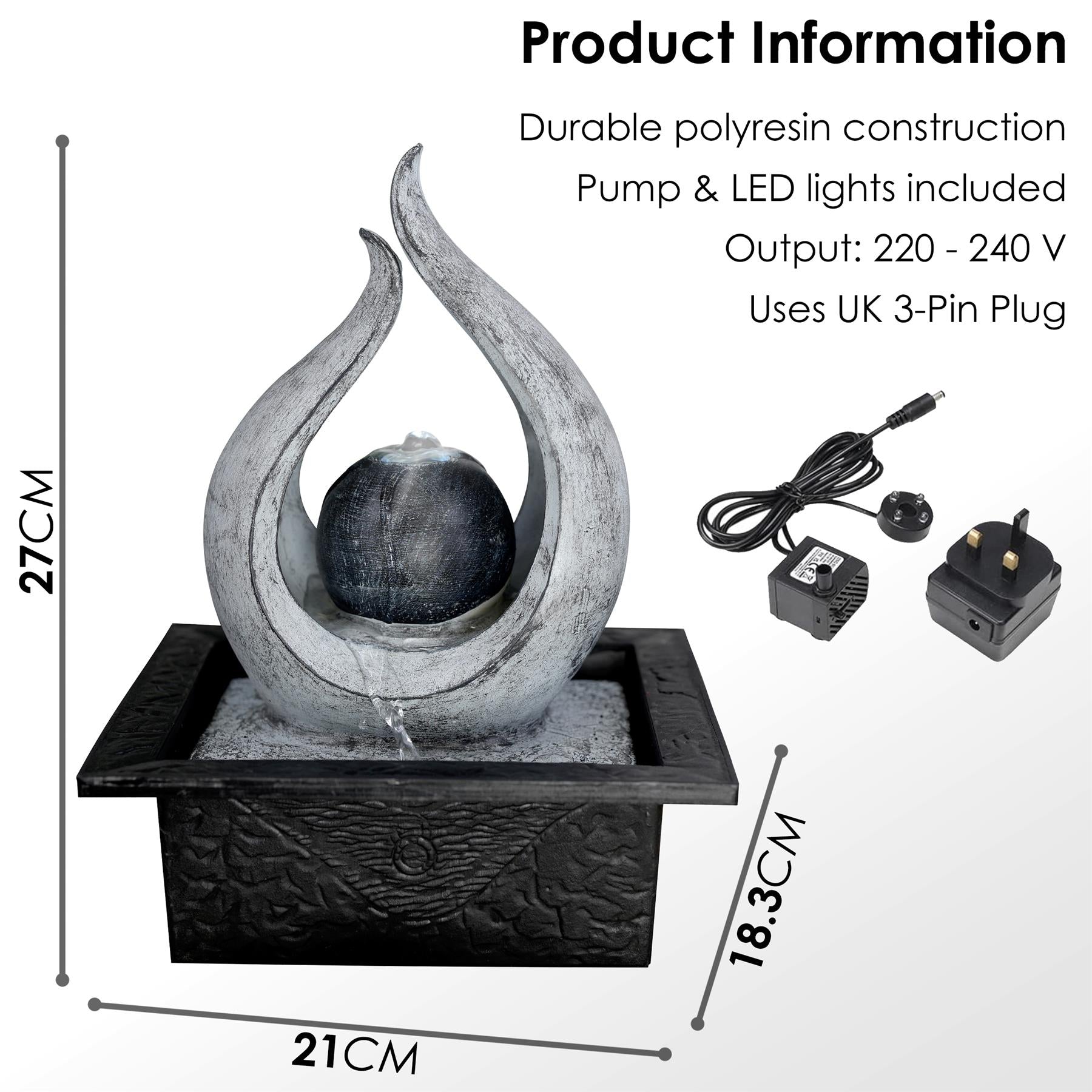Flame Water Feature Indoor With LED by GEEZY - The Magic Toy Shop