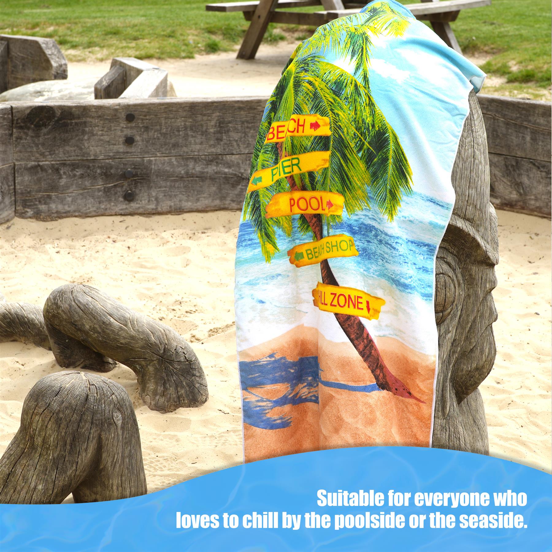 Beach Signs Design Large Towel by GEEZY - The Magic Toy Shop