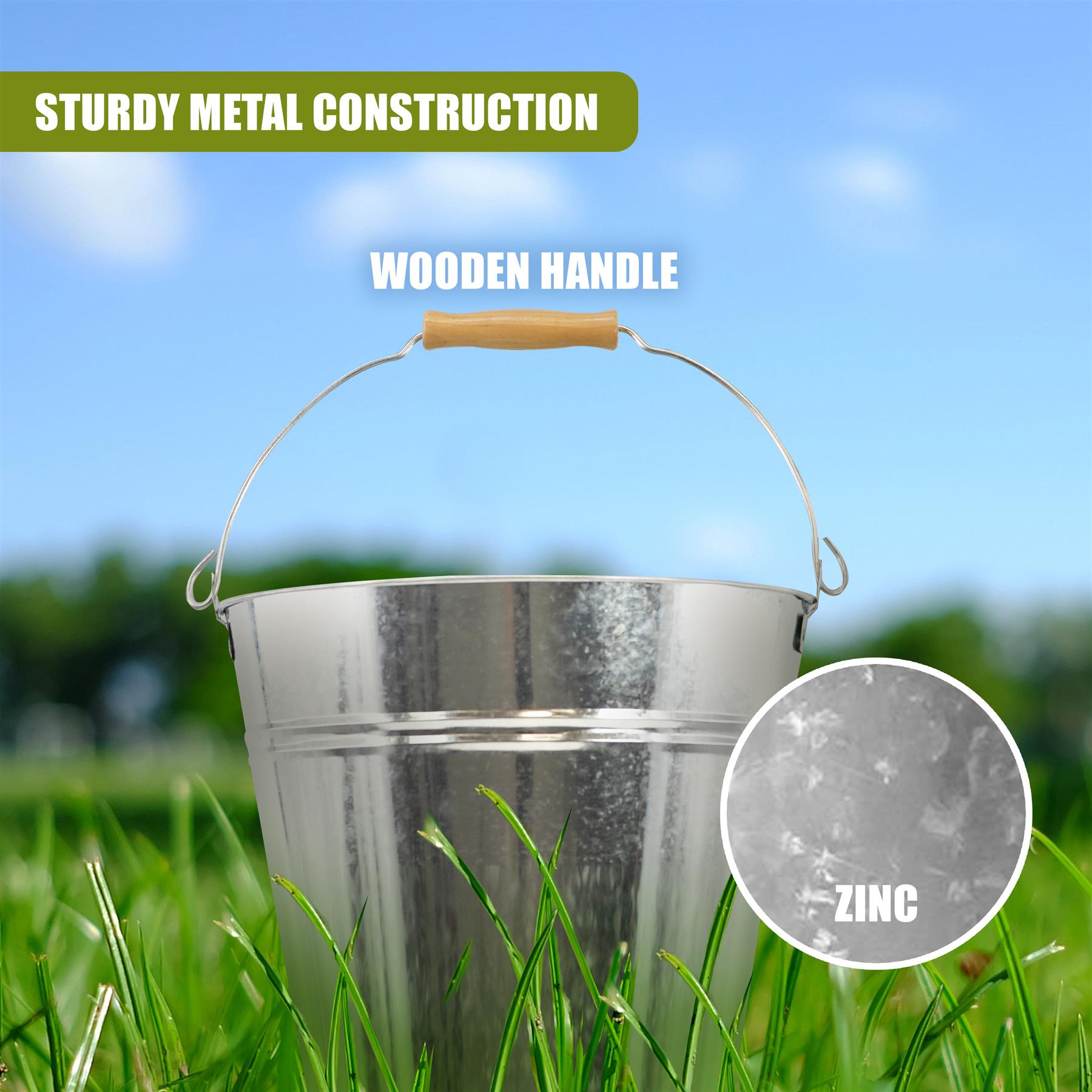 Zinc Bucket With Wooden Holder by Geezy - The Magic Toy Shop