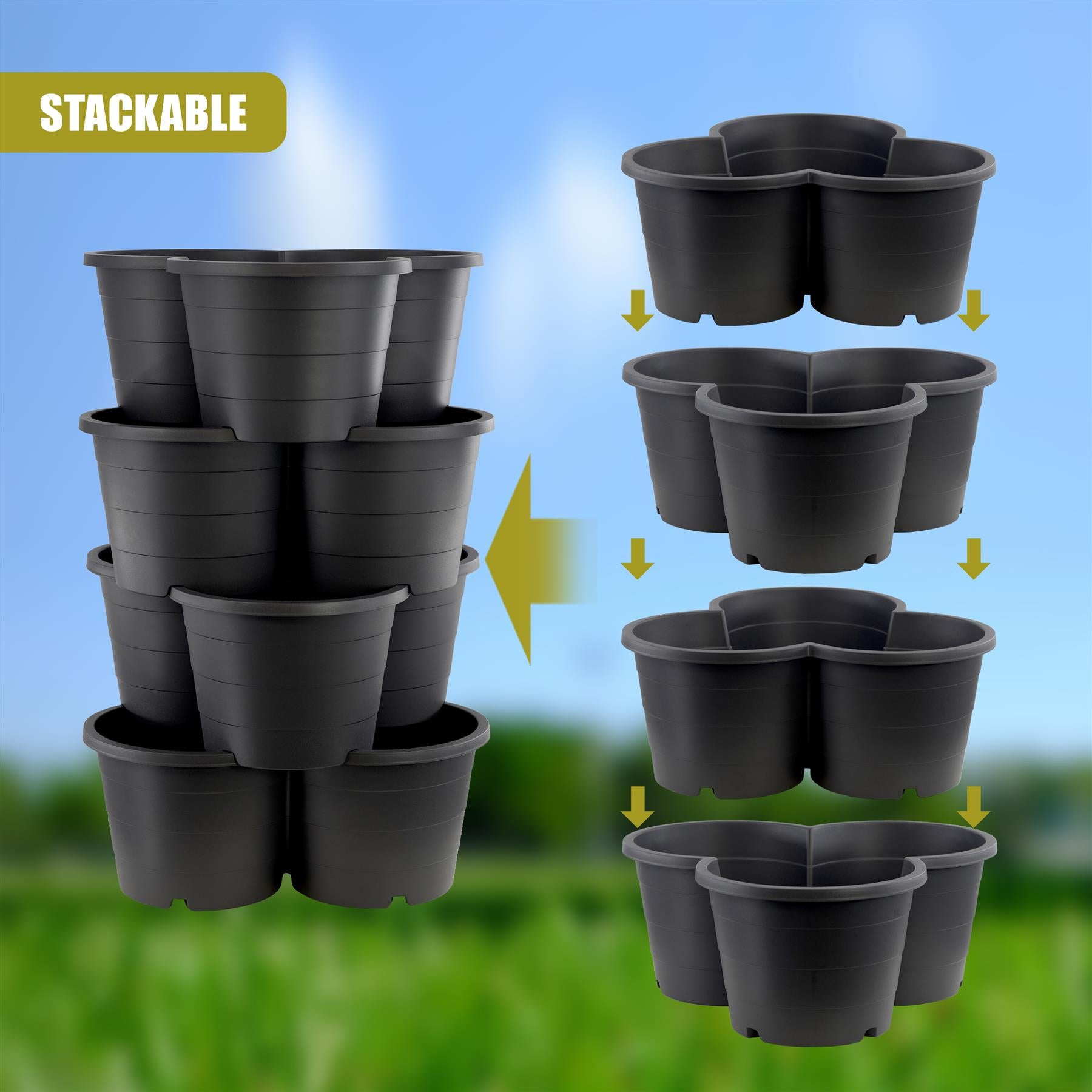 Set of 4 Trio Stackable Flower Pots by GEEZY - The Magic Toy Shop