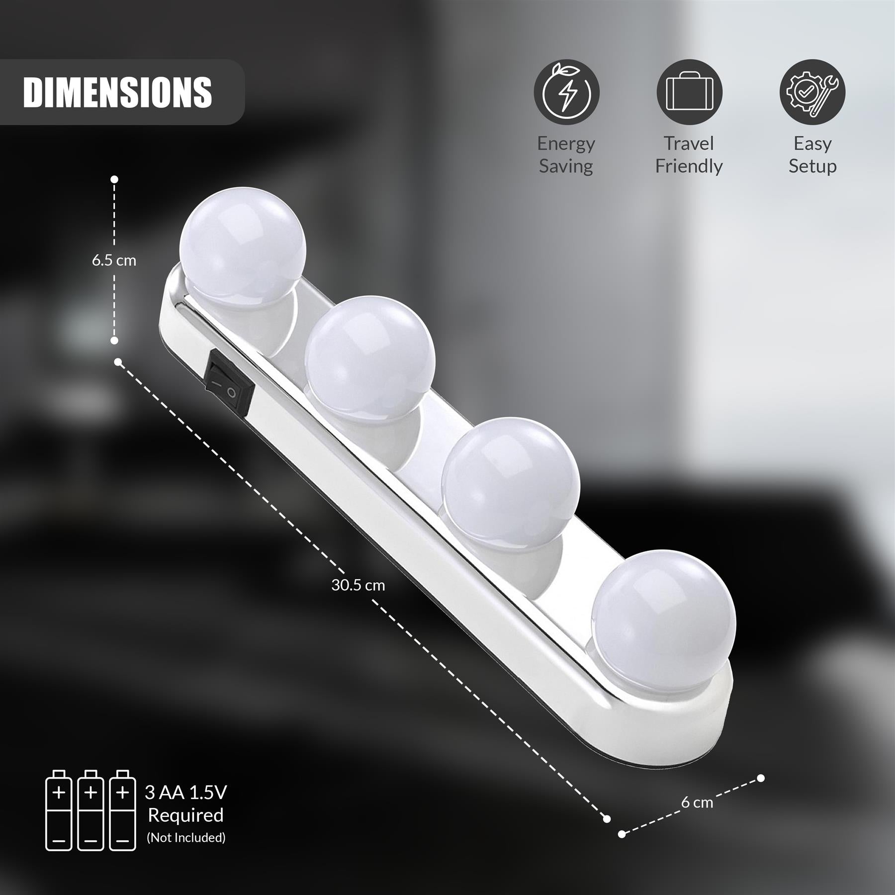 Stick-On LED Mirror Lights by GEEZY - The Magic Toy Shop