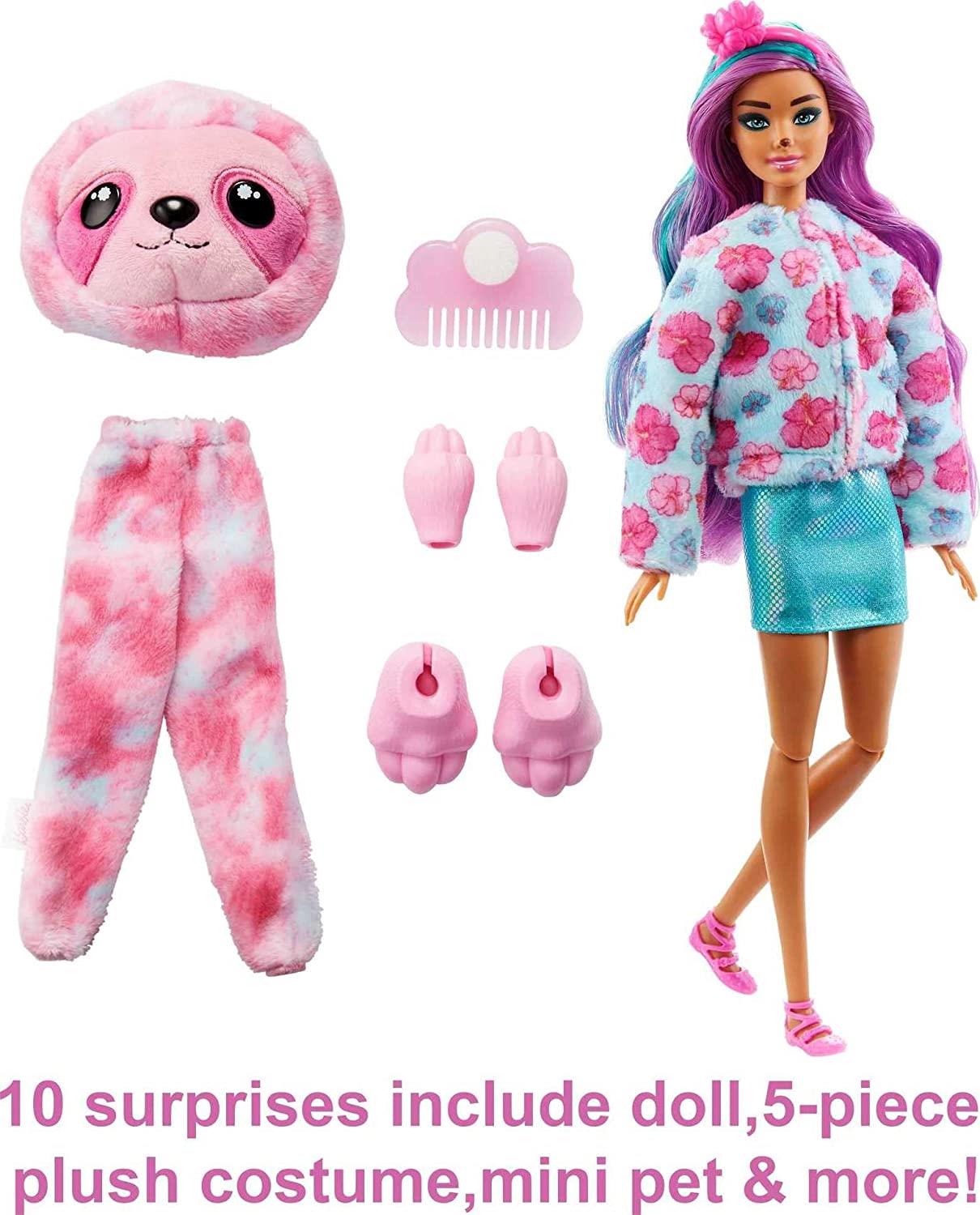 Barbie Cutie Reveal Doll with Sloth Plush by Barbie - The Magic Toy Shop
