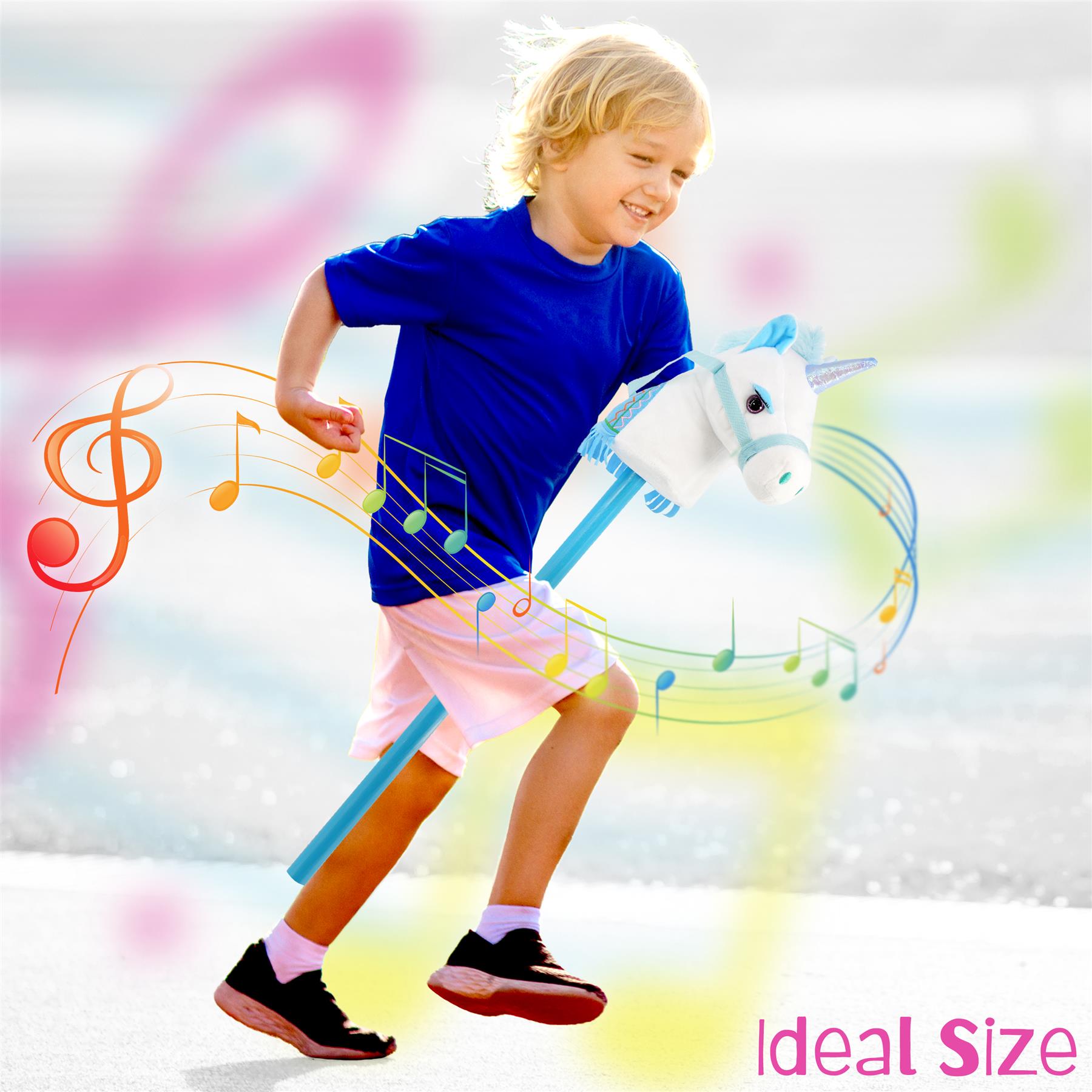 Kids Blue Unicorn Hobby Horse Toy with Sounds by The Magic Toy Shop - The Magic Toy Shop