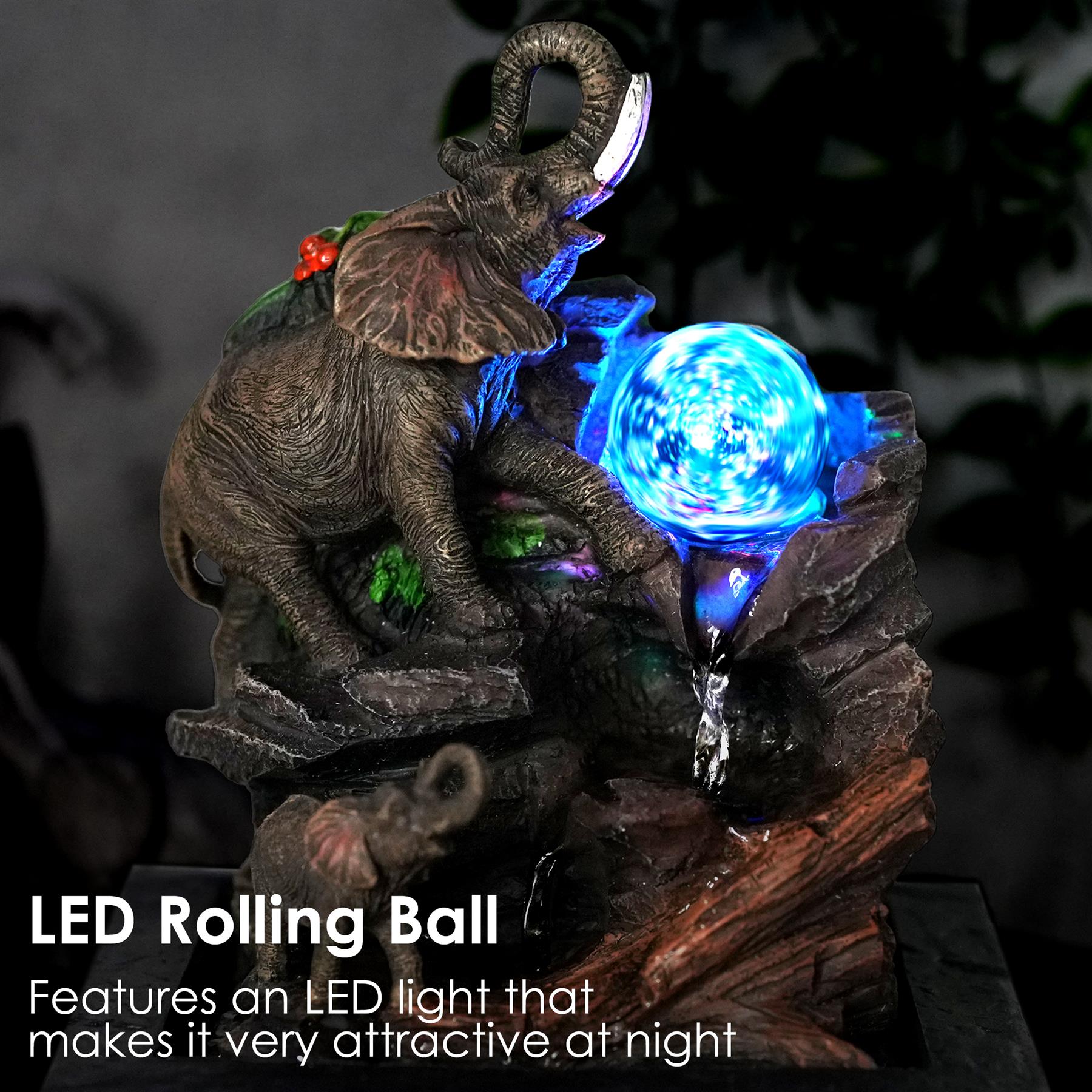 Elephant Water Feature Indoor With LED by GEEZY - The Magic Toy Shop