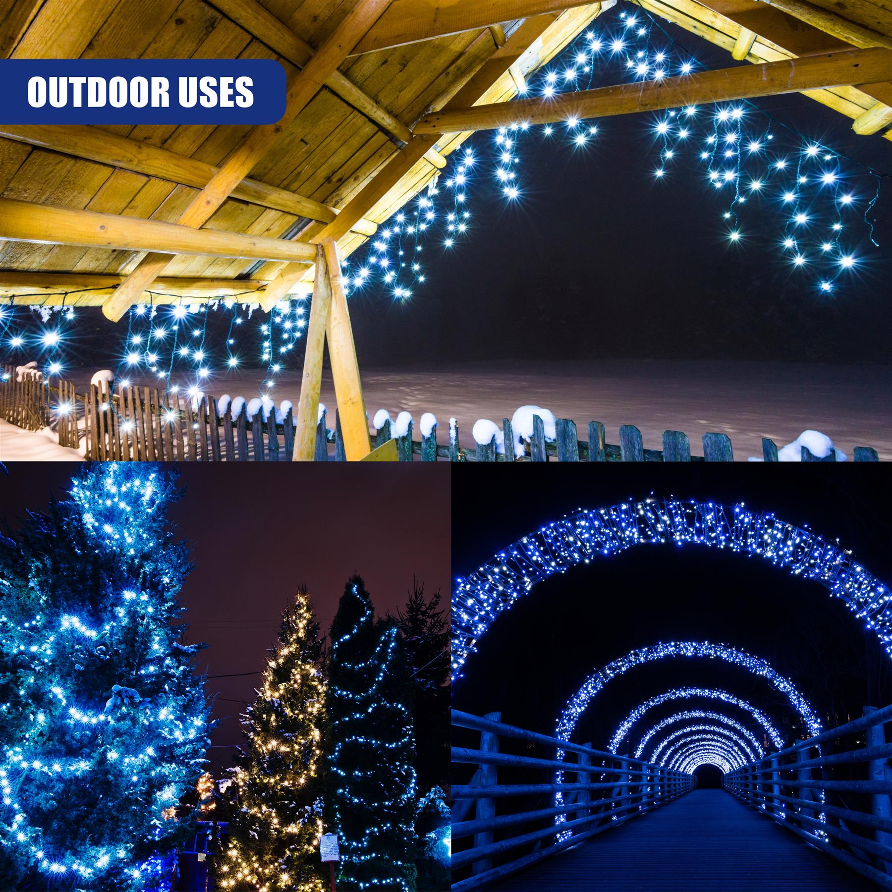 300 LED Cluster Christmas Lights - Blue & White by GEEZY - The Magic Toy Shop