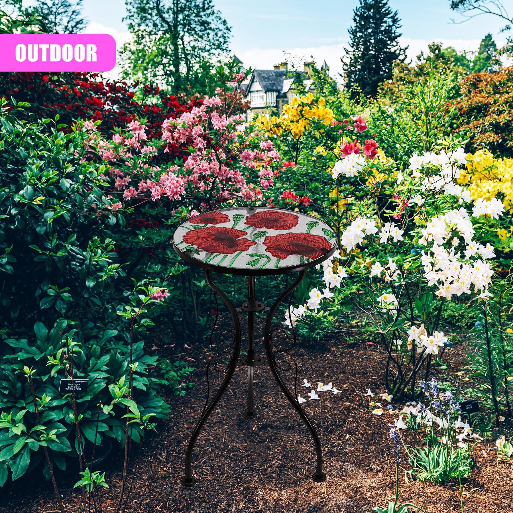 Round Side Mosaic Garden Table With Poppies Design by Geezy - The Magic Toy Shop