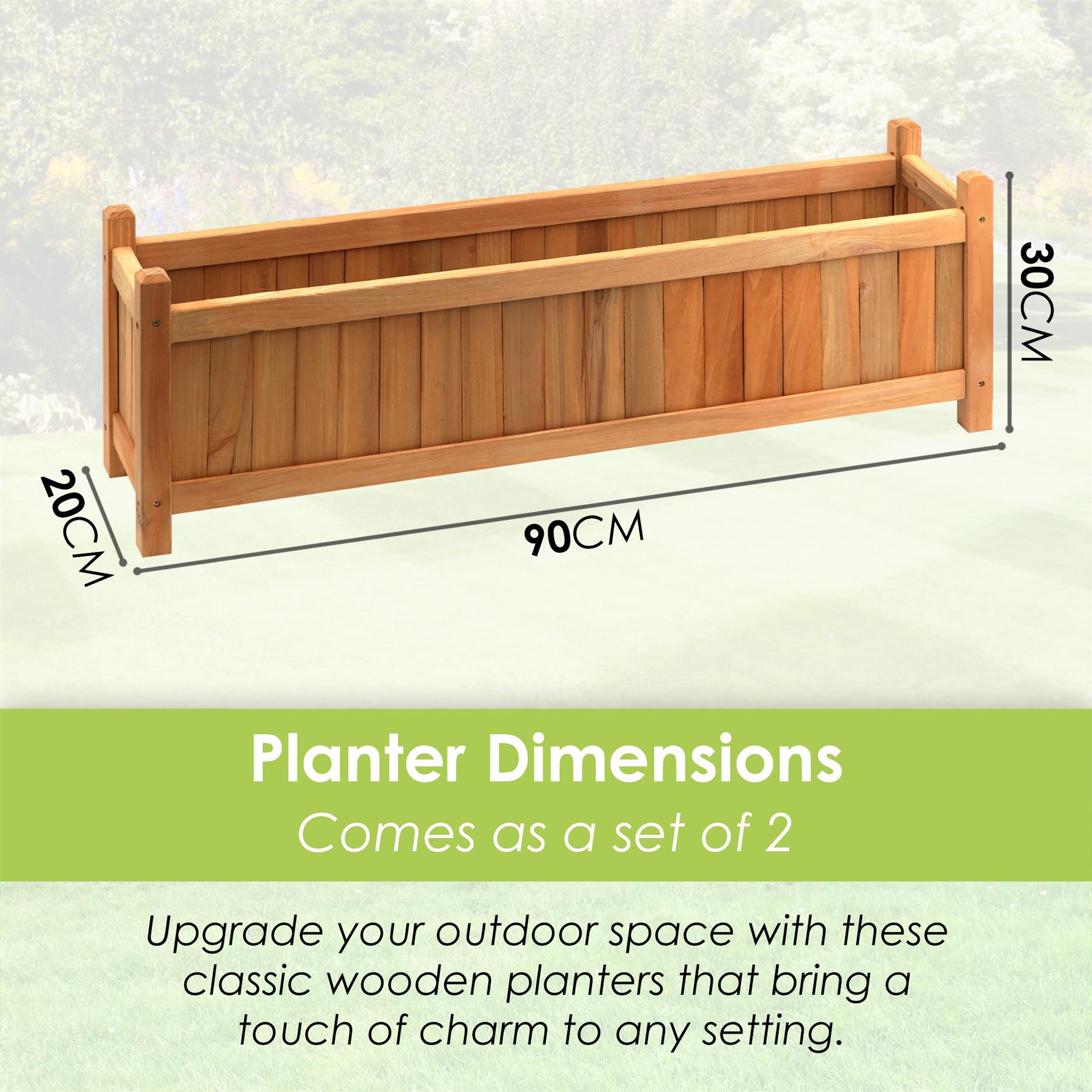 Wooden Large Rectangular Planters 2 Pack by GEEZY - The Magic Toy Shop