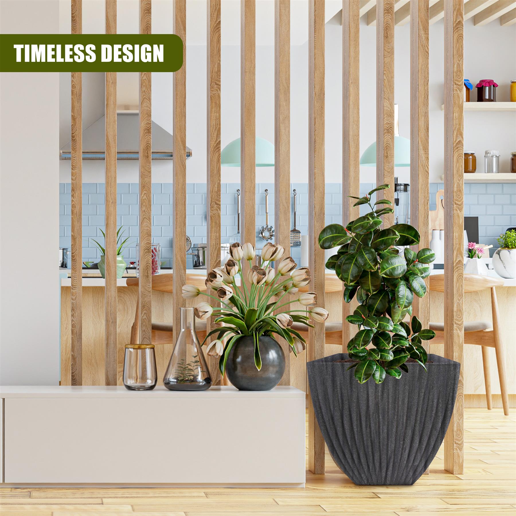 Large Charcoal Black Lotus Square Planter by GEEZY - The Magic Toy Shop