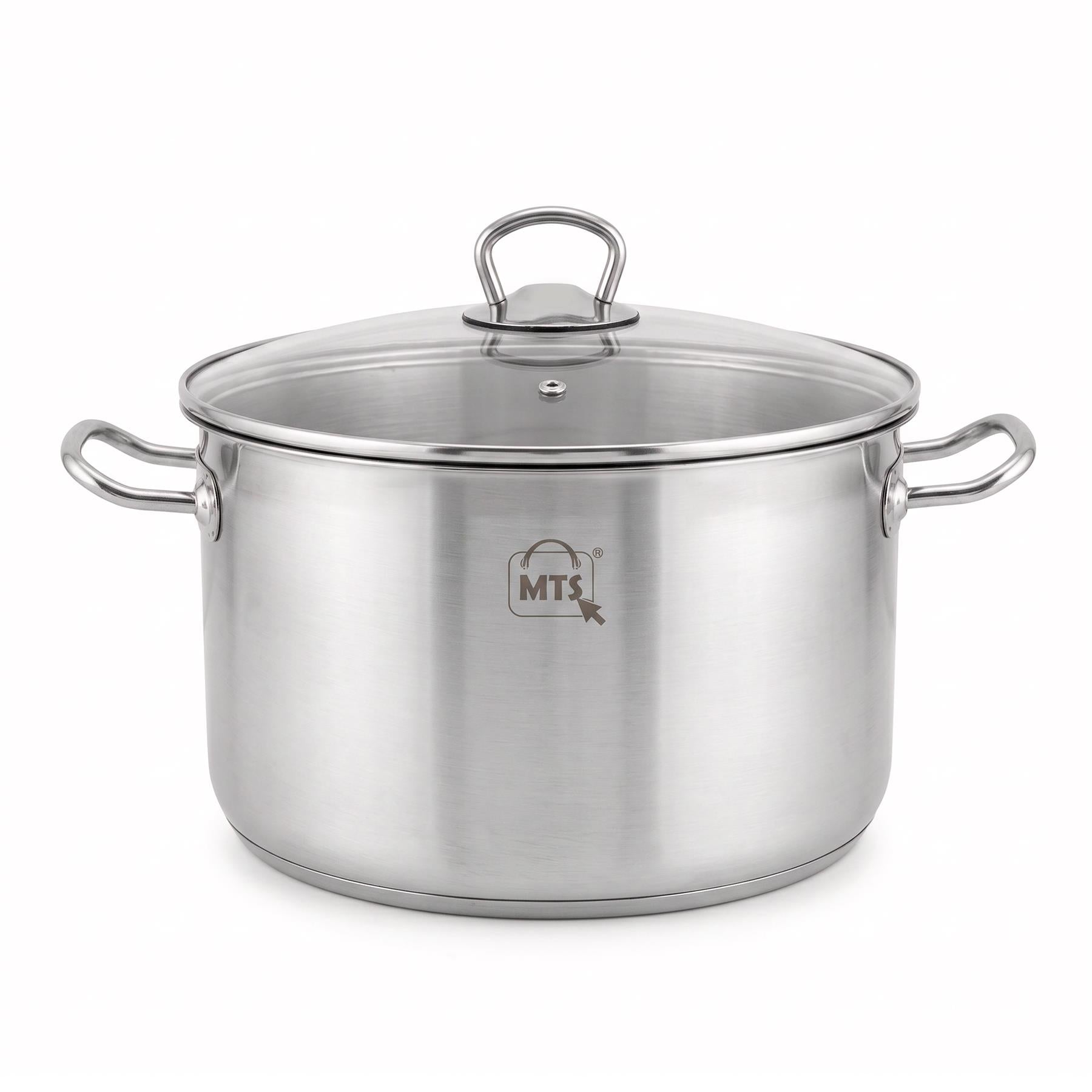 Stainless Steel Stock Pot with Glass Lid - 9 L
