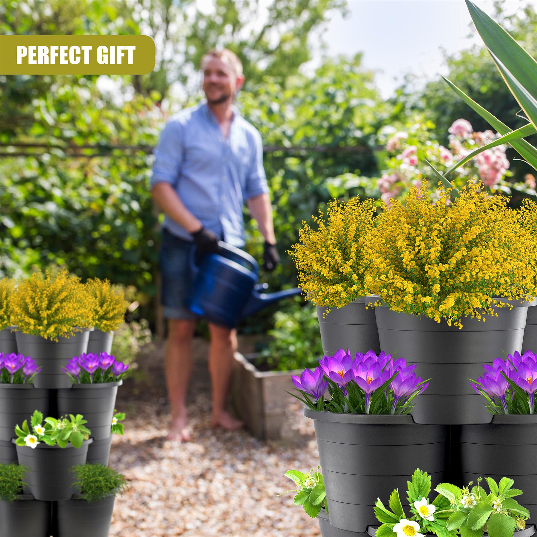 Set of 4 Trio Stackable Flower Pots by GEEZY - The Magic Toy Shop