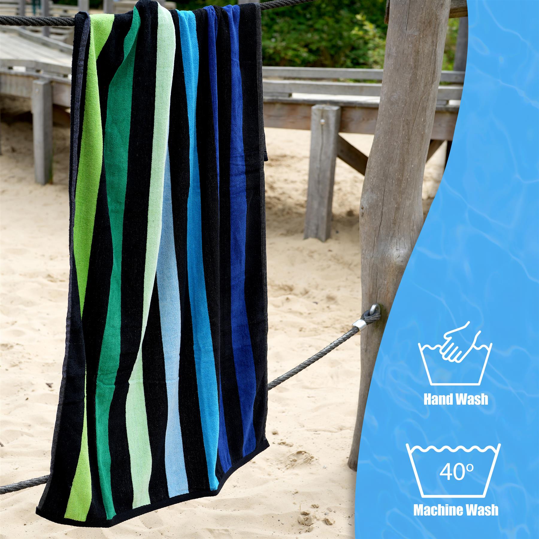 Velour Striped Beach Towel Blue Oasis by Geezy - The Magic Toy Shop