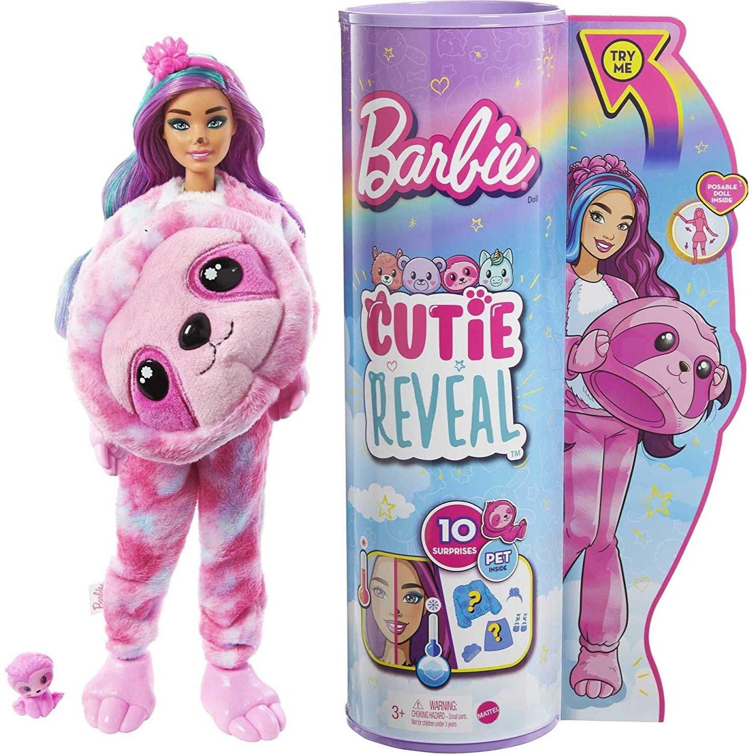 Barbie Cutie Reveal Doll with Sloth Plush by Barbie - The Magic Toy Shop