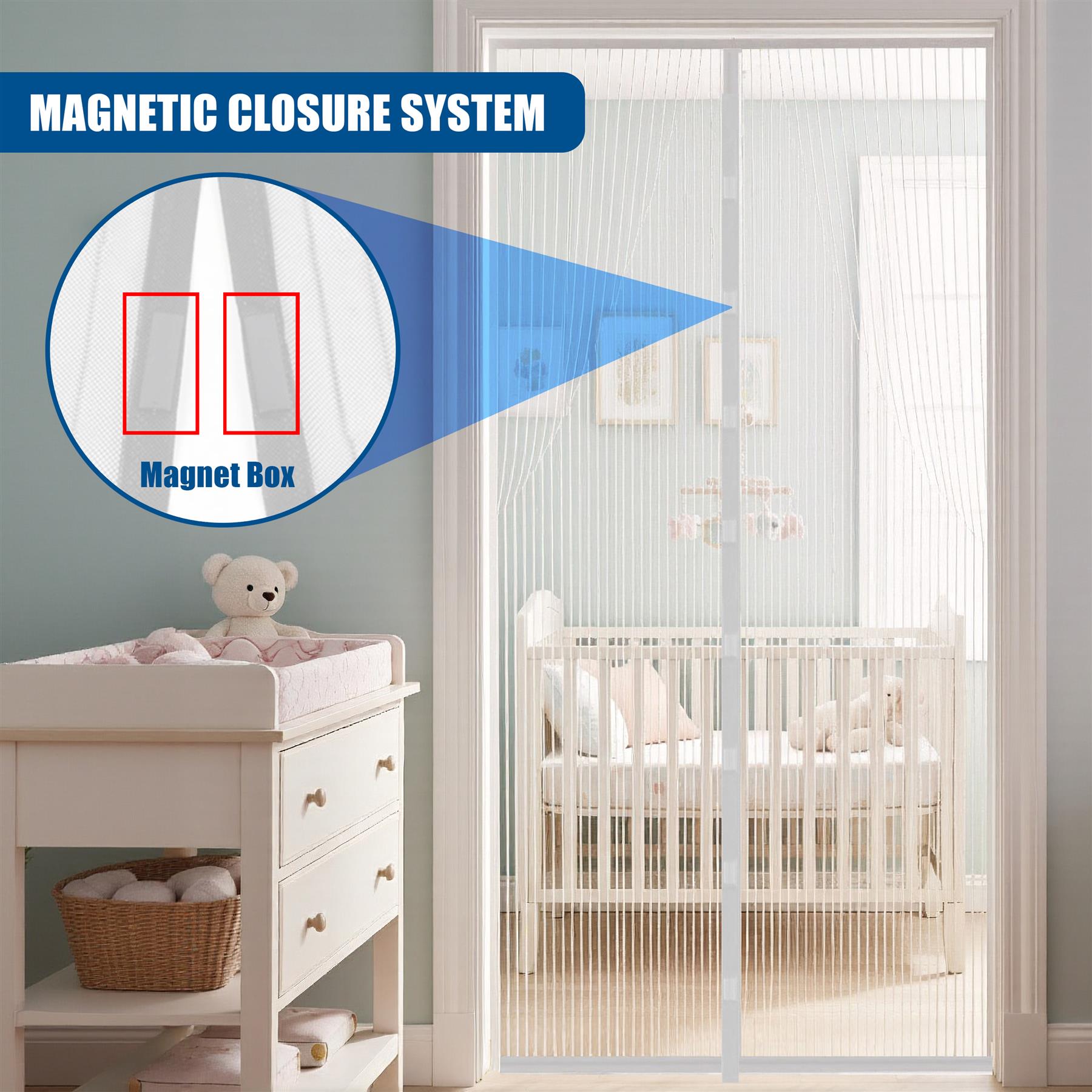 Magnetic Insect Door Screen White